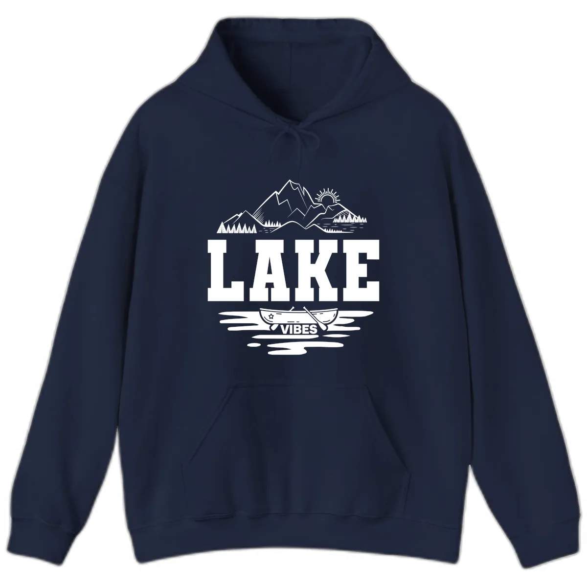 Lake Vibes Mountain Canoe Adventure Hoodie in Navy