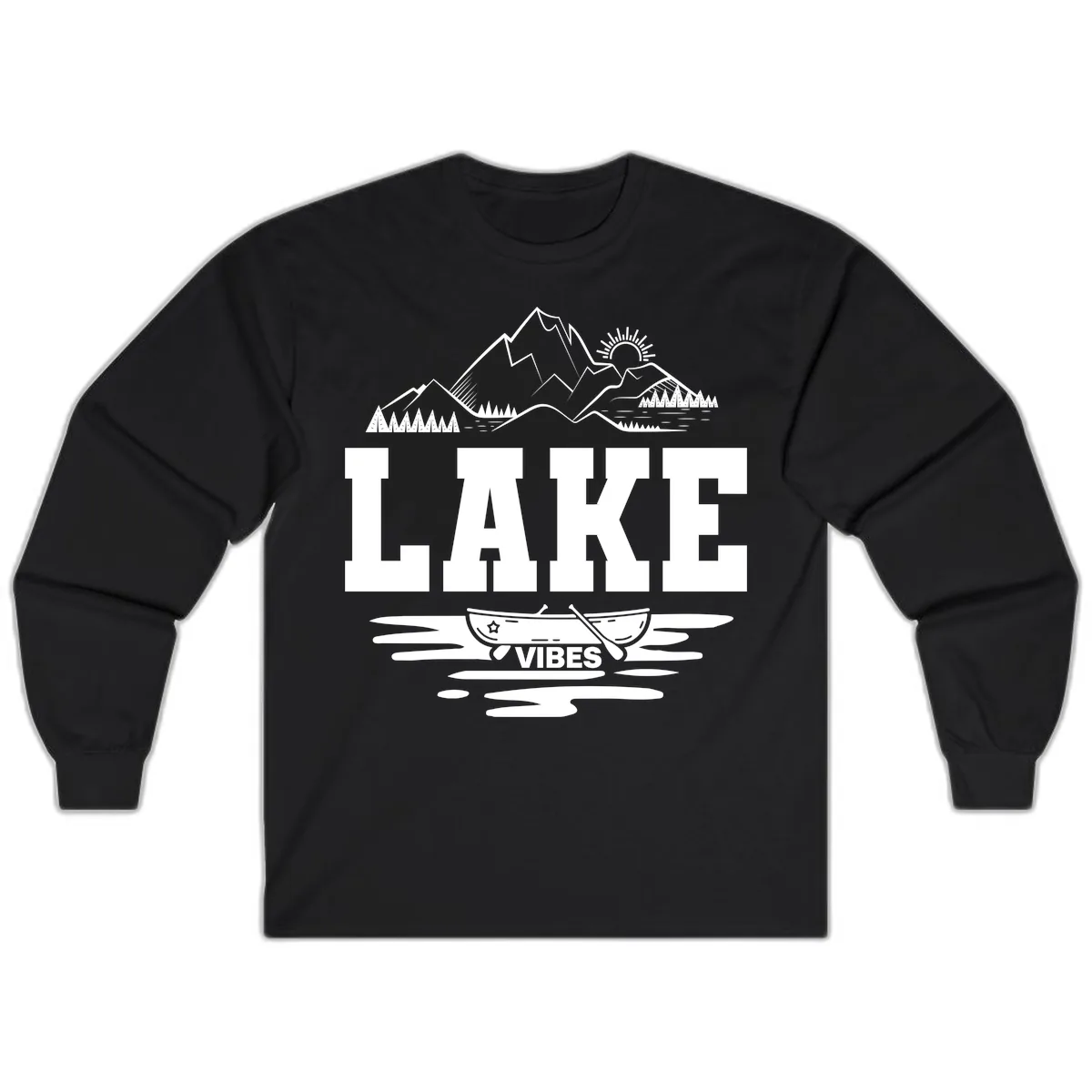 Lake Vibes Mountain Canoe Adventure Long Sleeve in Black