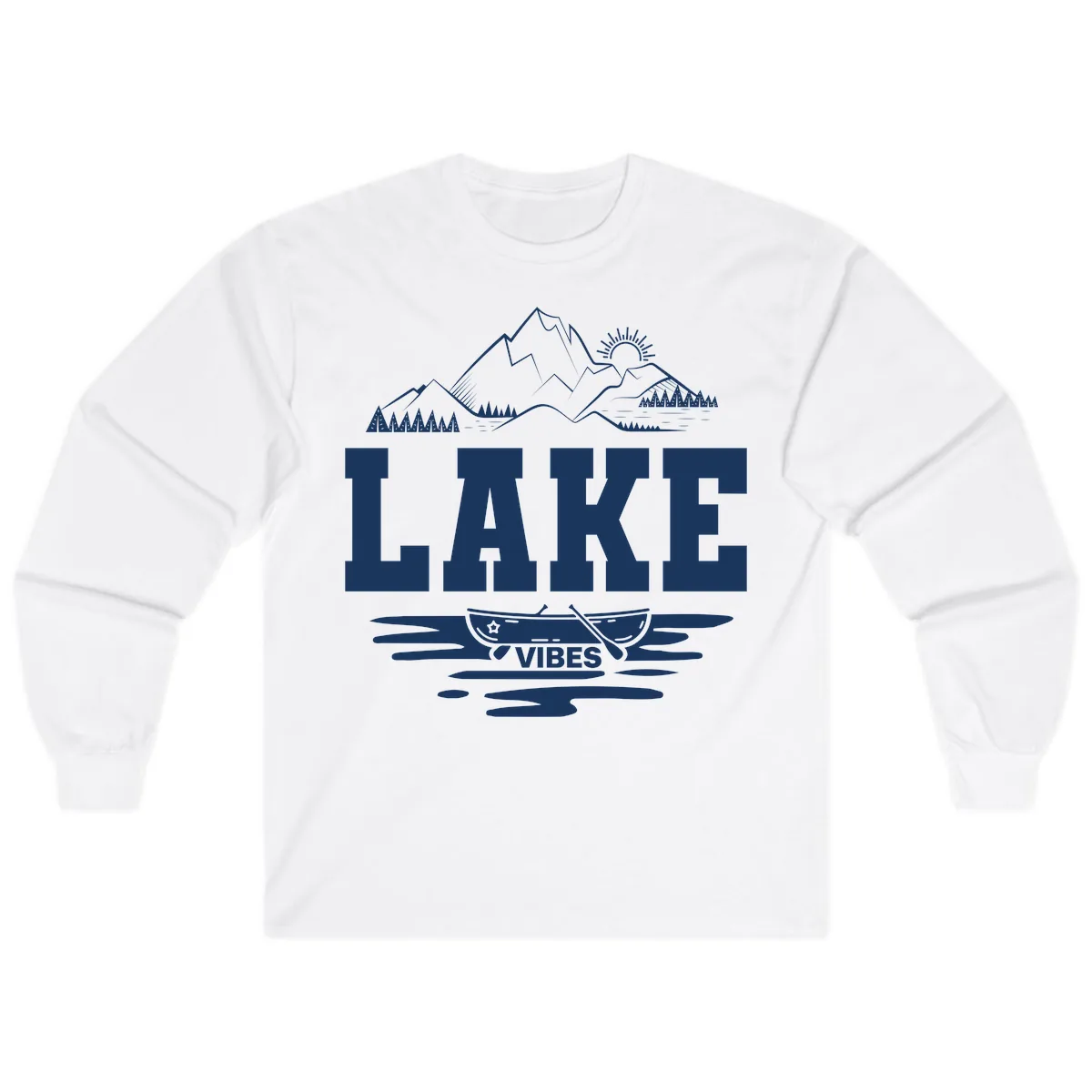 Lake Vibes Mountain Canoe Adventure Long Sleeve in White