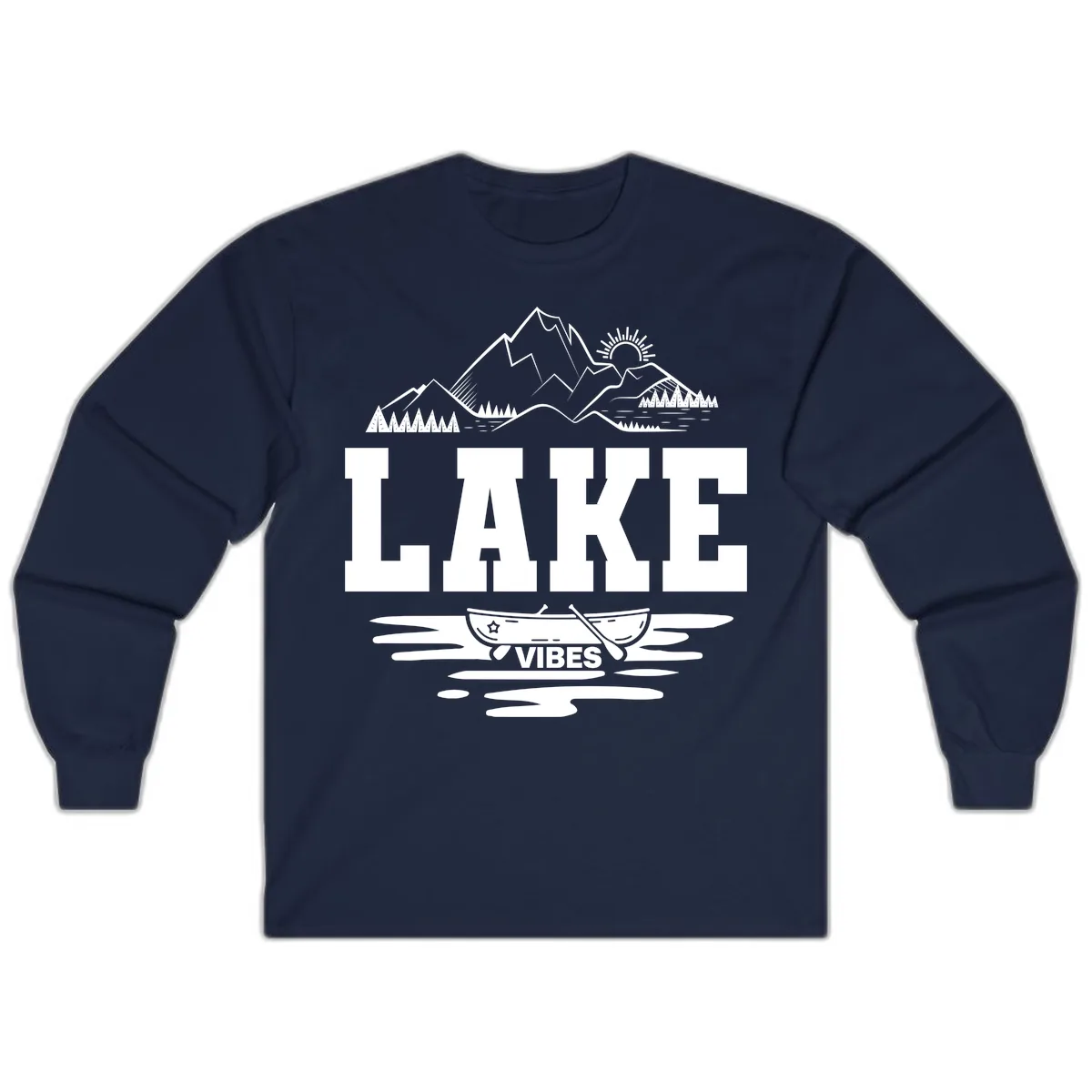 Lake Vibes Mountain Canoe Adventure Long Sleeve in Navy