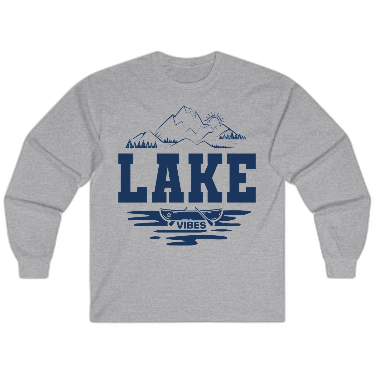 Lake Vibes Mountain Canoe Adventure Long Sleeve in Sport Grey