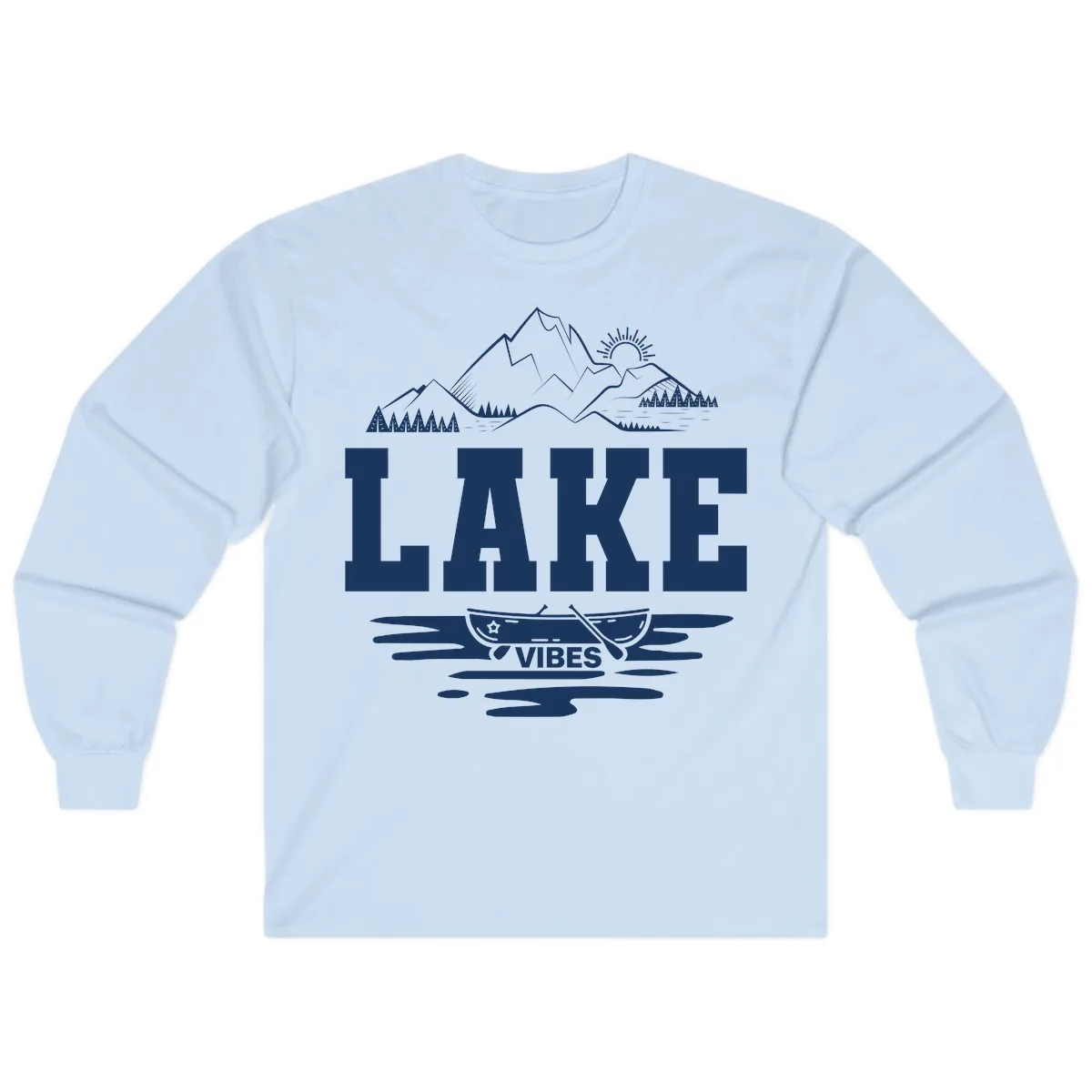 Lake Vibes Mountain Canoe Adventure Long Sleeve in Light Blue
