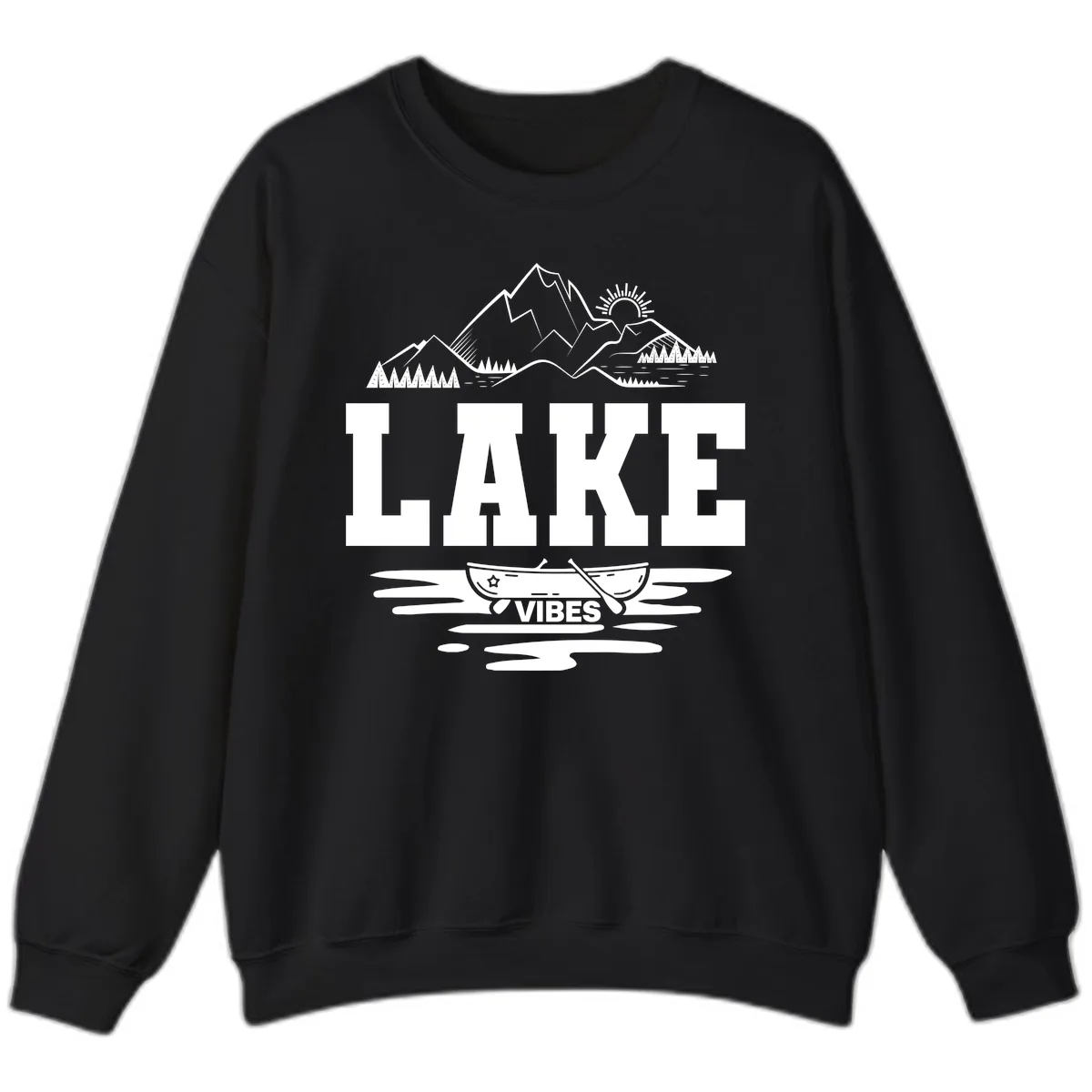 Lake Vibes Mountain Canoe Adventure Sweatshirt in Black