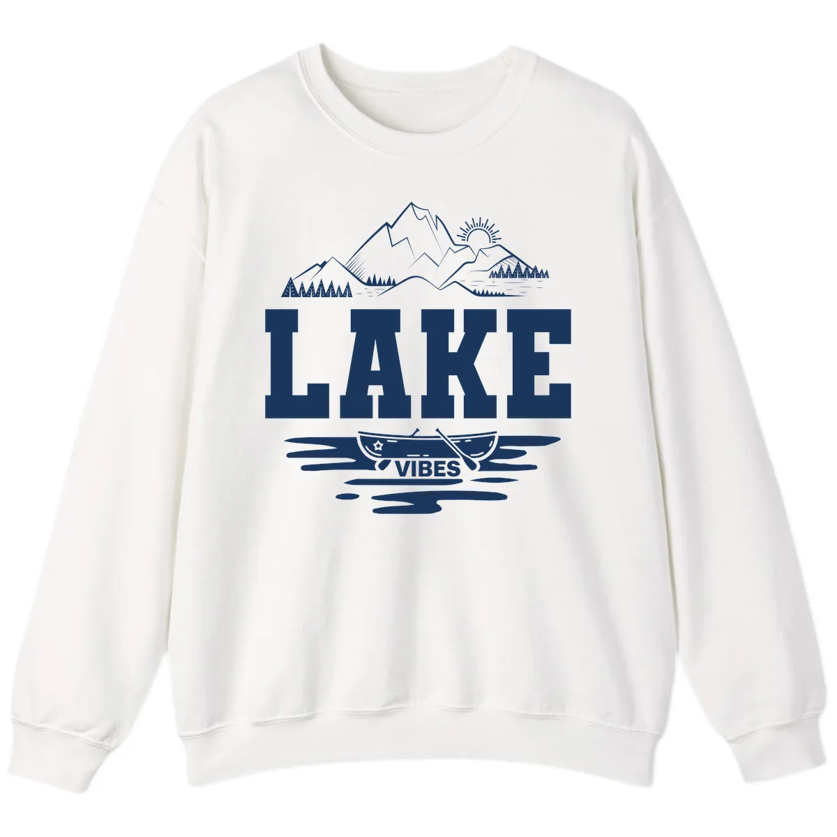Lake Vibes Mountain Canoe Adventure Sweatshirt in White