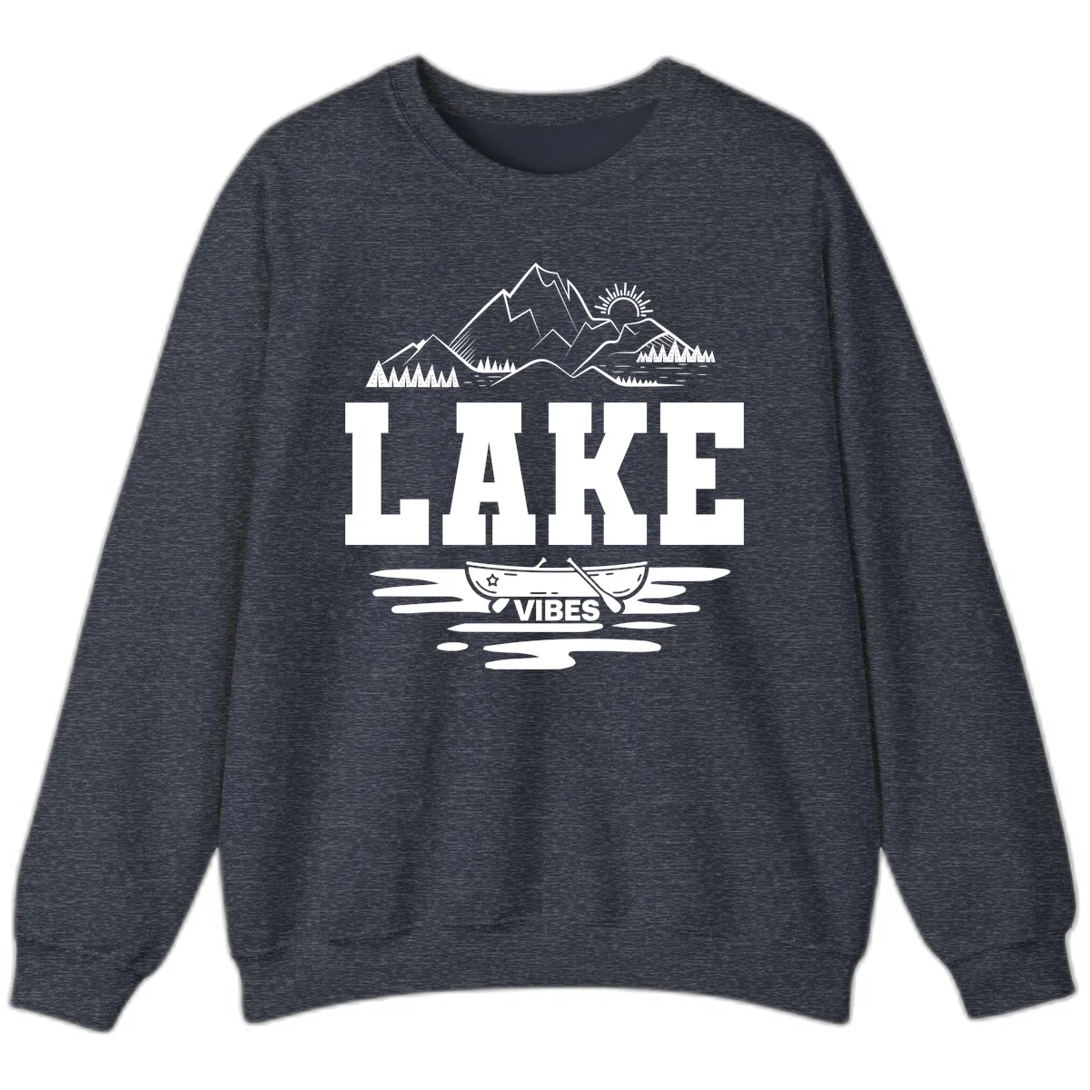 Lake Vibes Mountain Canoe Adventure Sweatshirt in Heather Sport Dark Navy