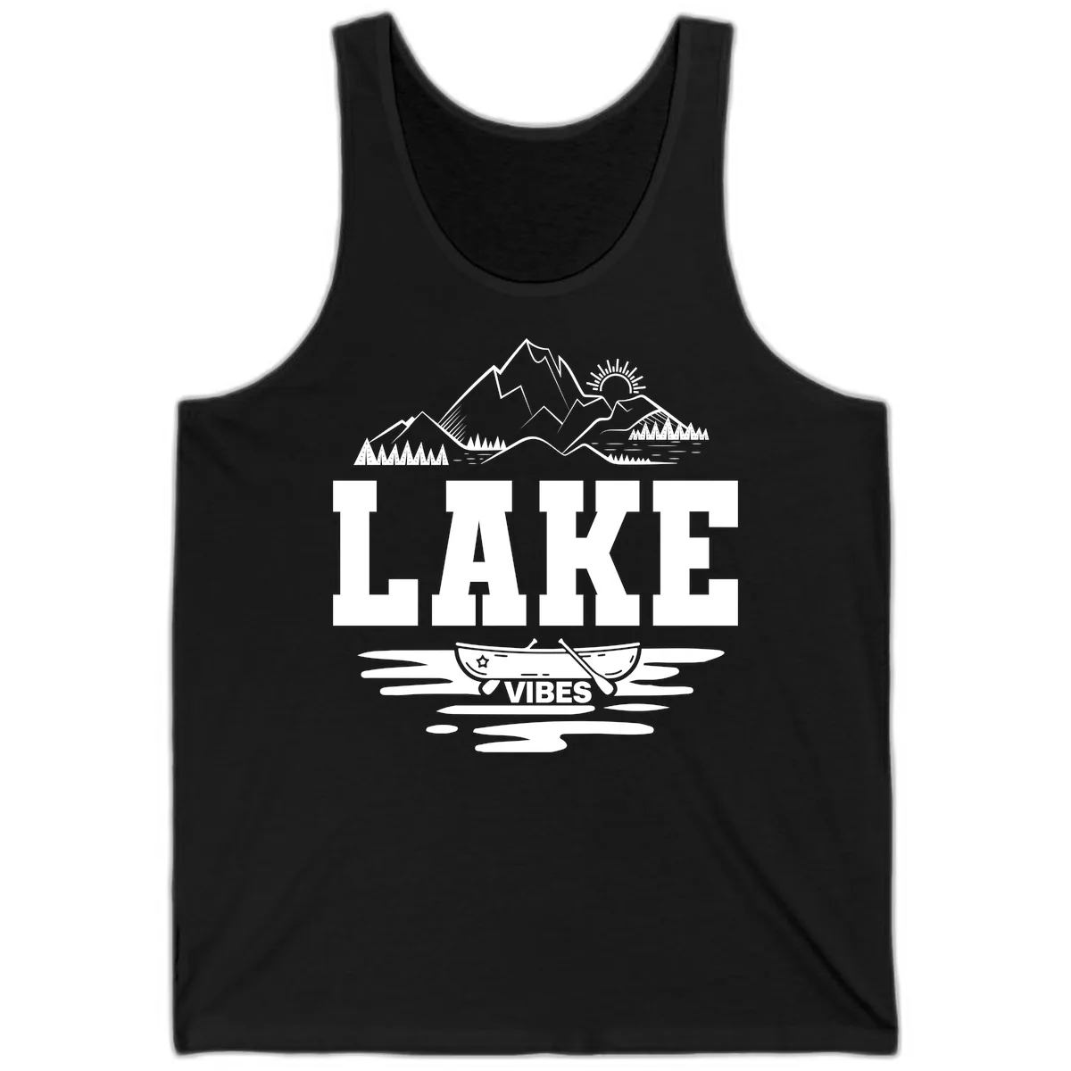 Lake Vibes Mountain Canoe Adventure Tank in Black