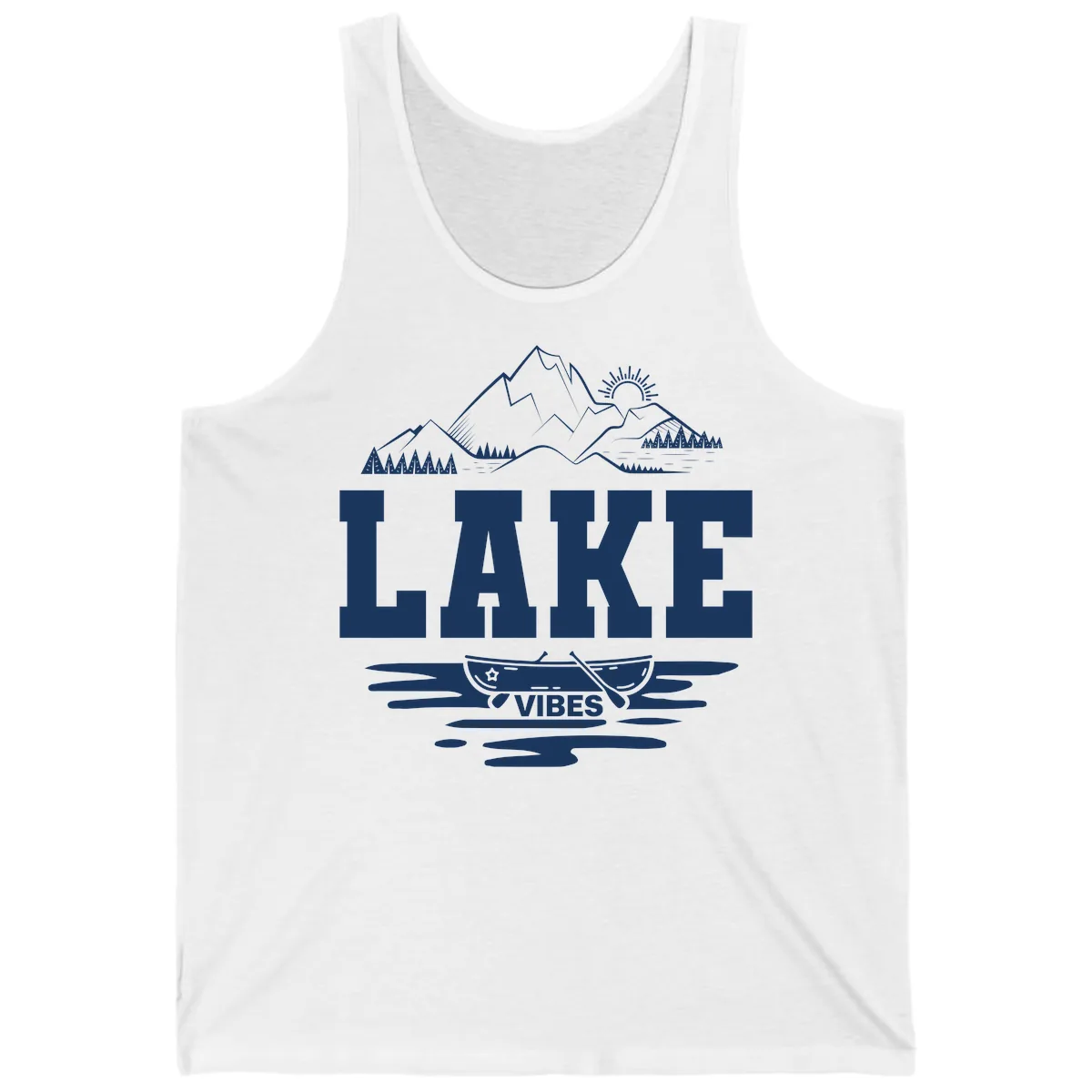 Lake Vibes Mountain Canoe Adventure Tank in White
