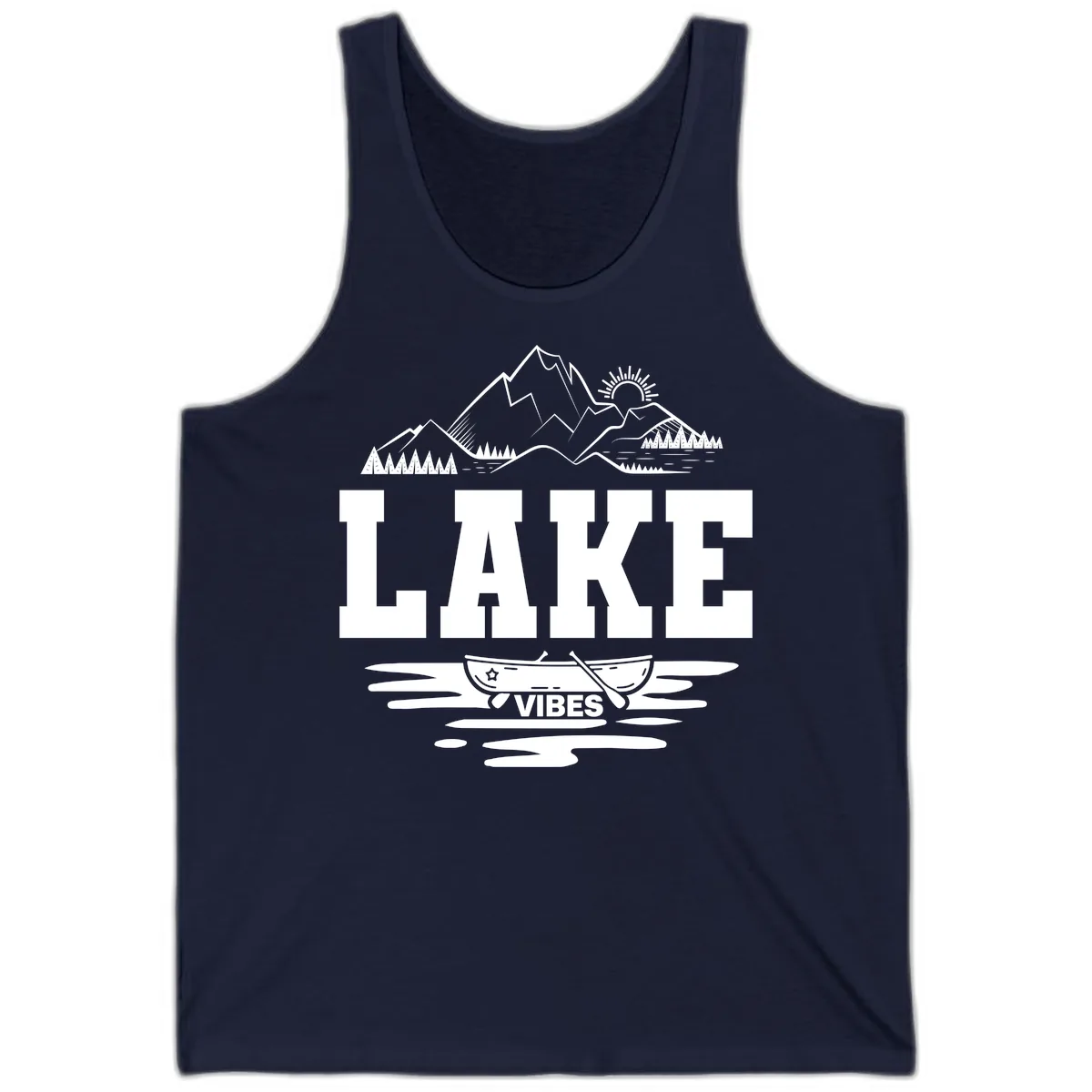Lake Vibes Mountain Canoe Adventure Tank in Navy