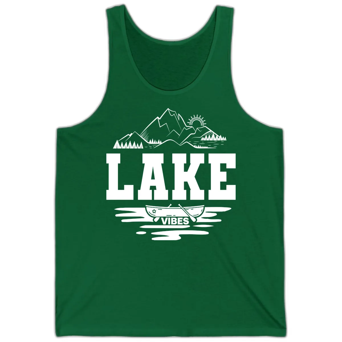 Lake Vibes Mountain Canoe Adventure Tank in Kelly