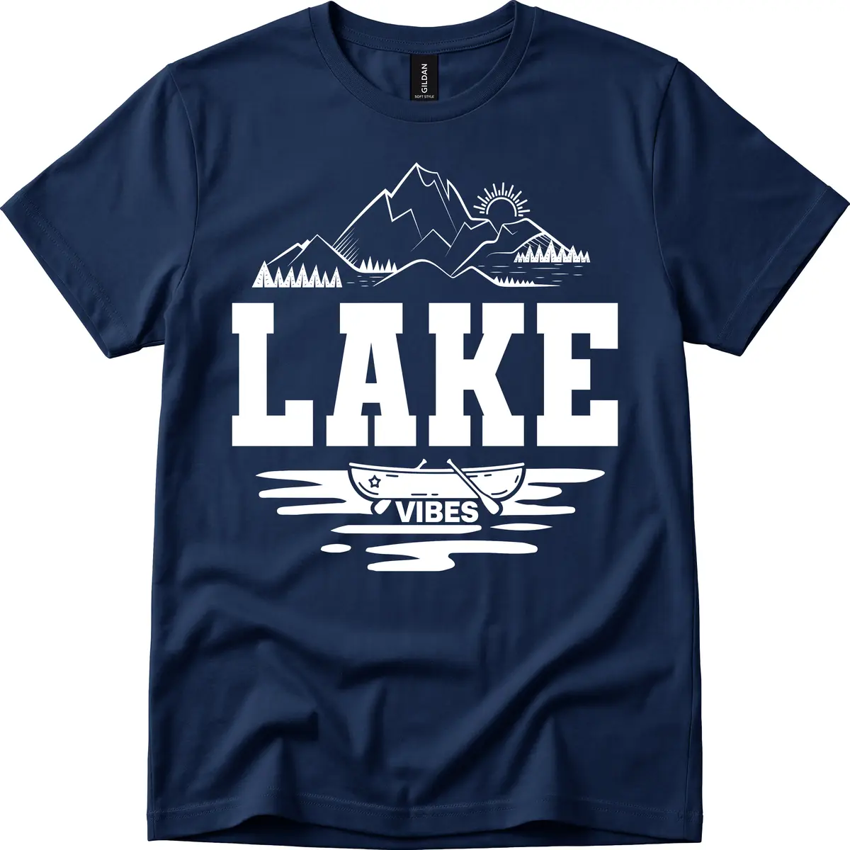 Lake Vibes Mountain Canoe Adventure T-Shirt in Navy