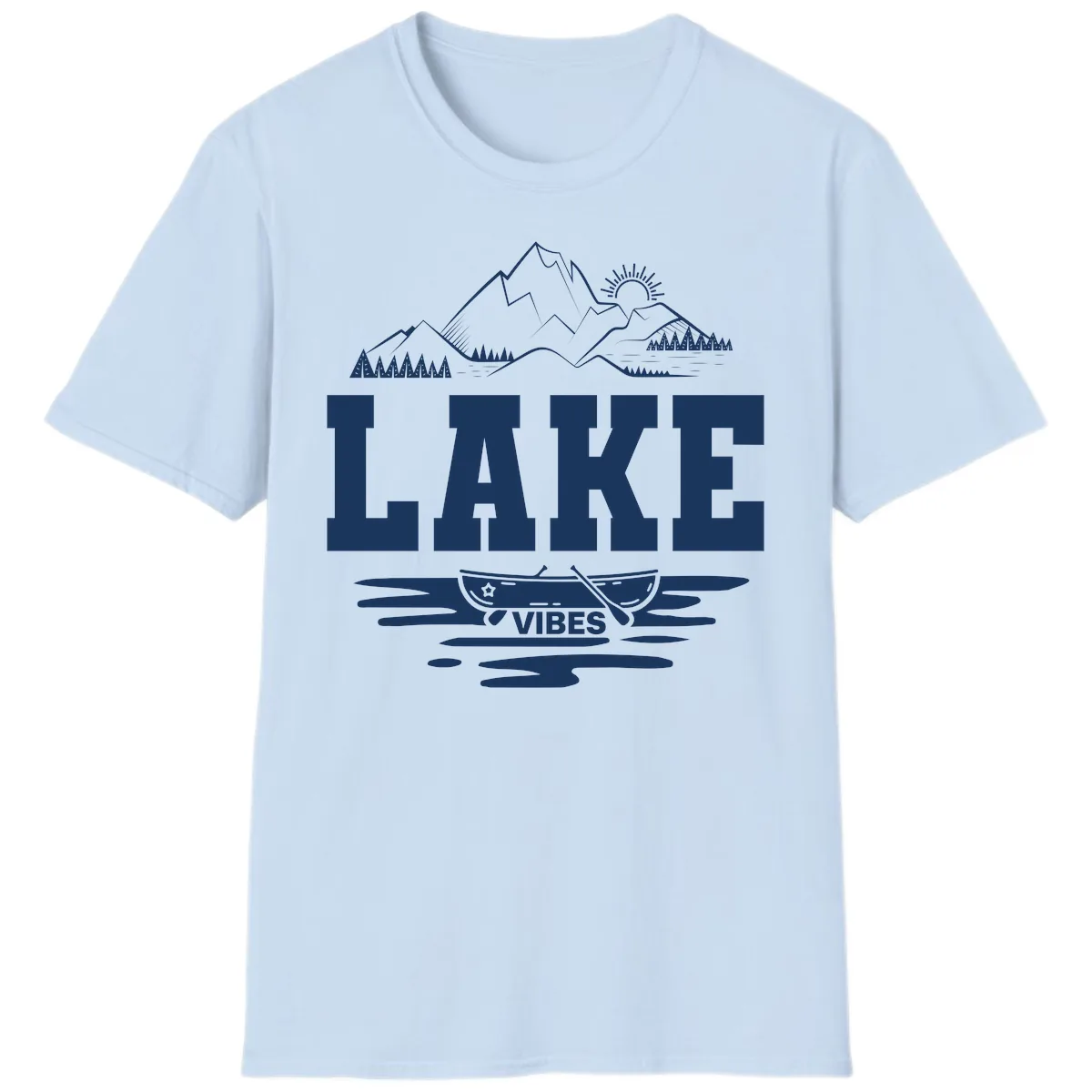 Lake Vibes Mountain Canoe Adventure T-Shirt in Light Blue