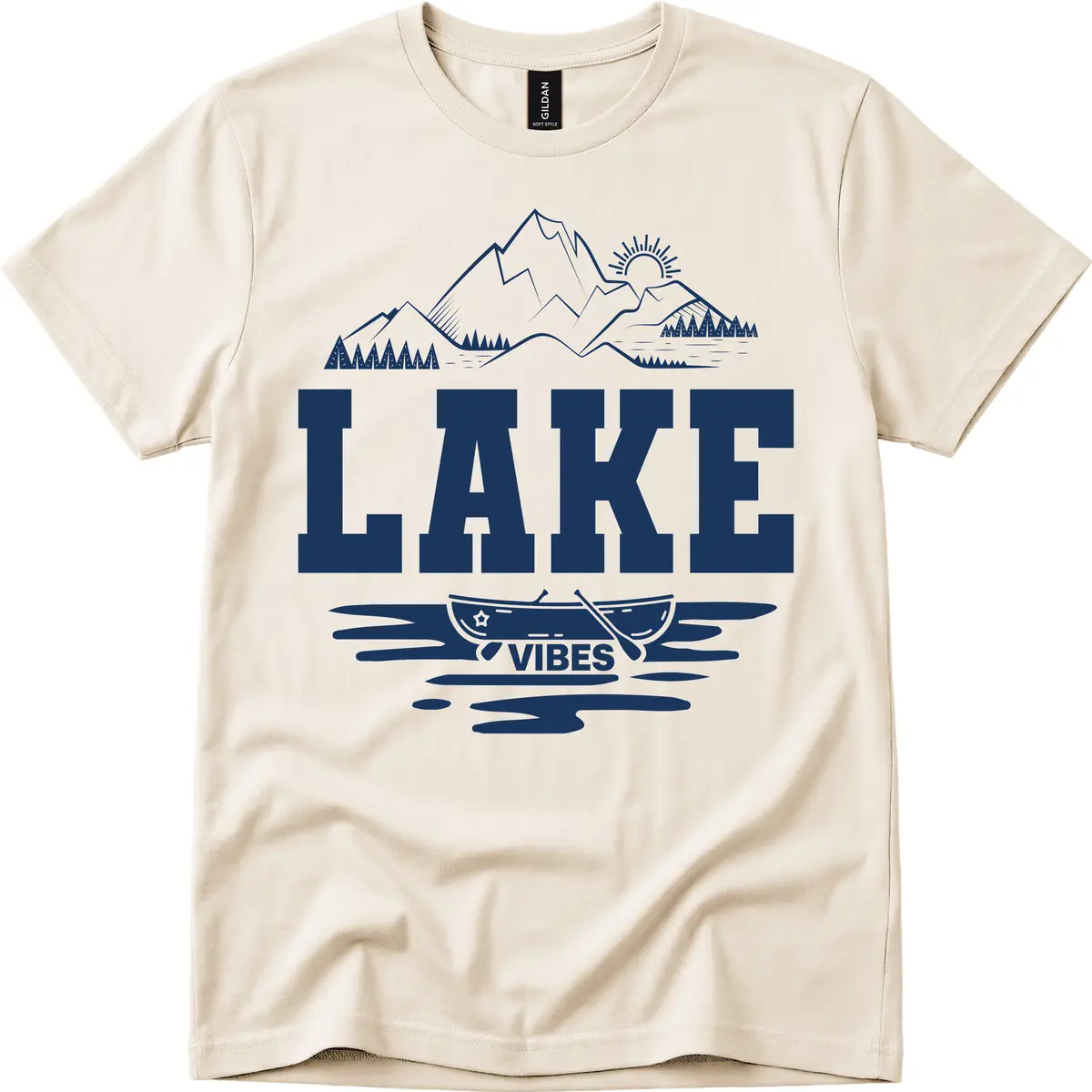 Lake Vibes Mountain Canoe Adventure T-Shirt in Natural