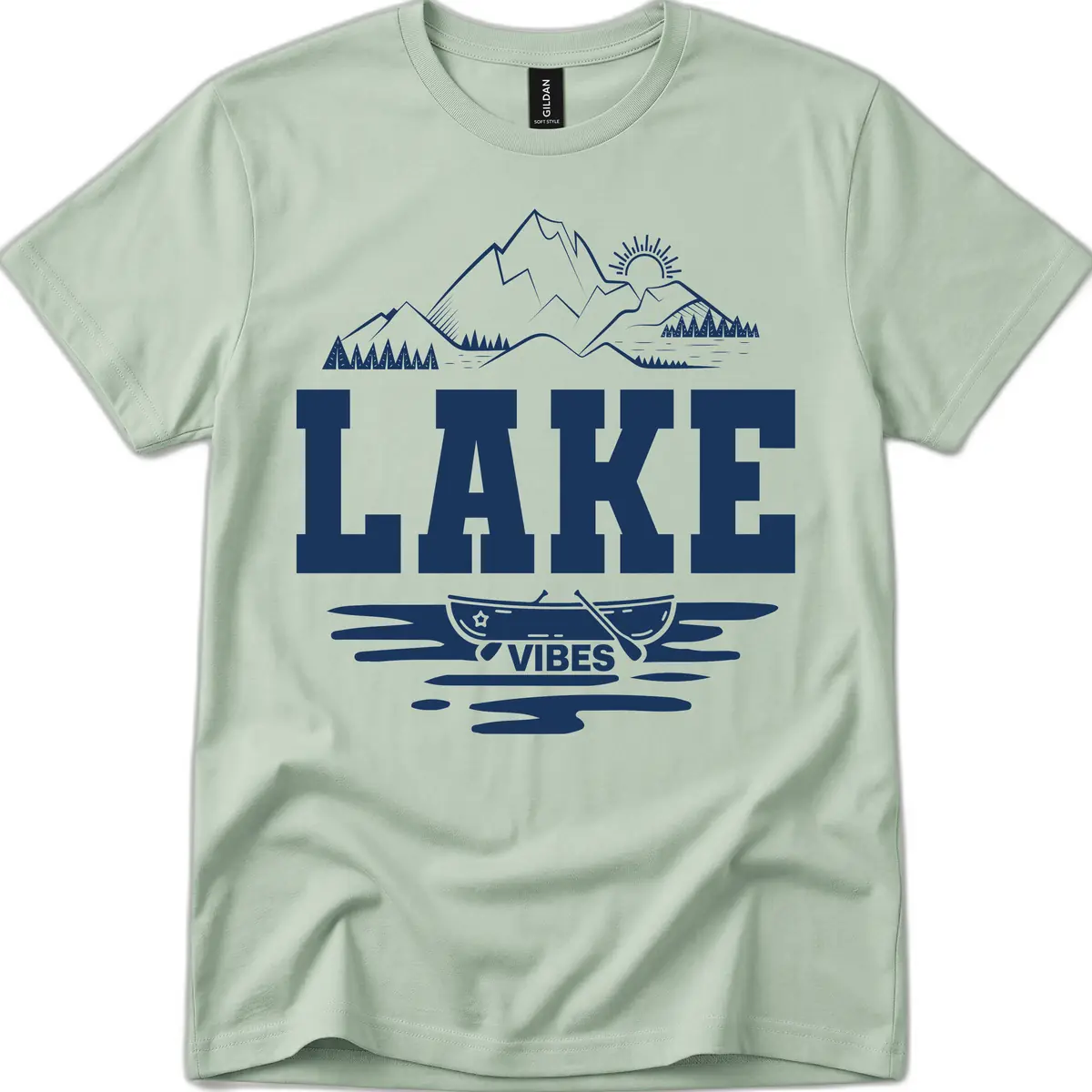 Lake Vibes Mountain Canoe Adventure T-Shirt in Sage