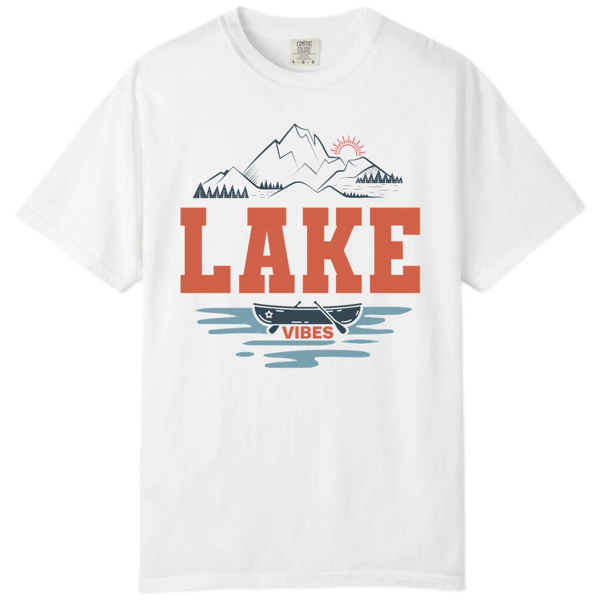 Lake Vibes Mountain Landscape Design Comfort Color in White
