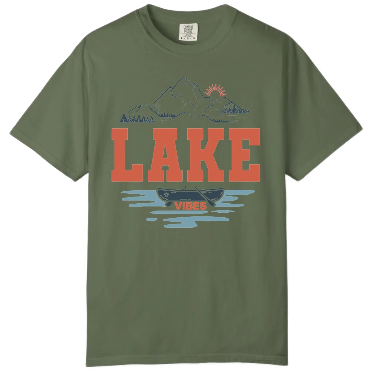 Lake Vibes Mountain Landscape Design Comfort Color in Sage