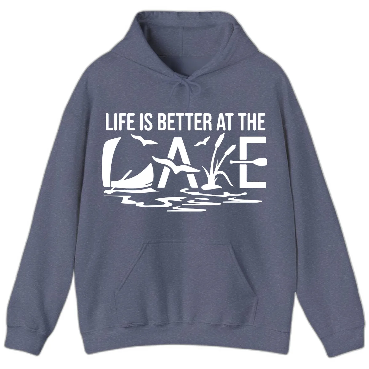 Life Is Better At The Lake Hoodie in Heather Navy
