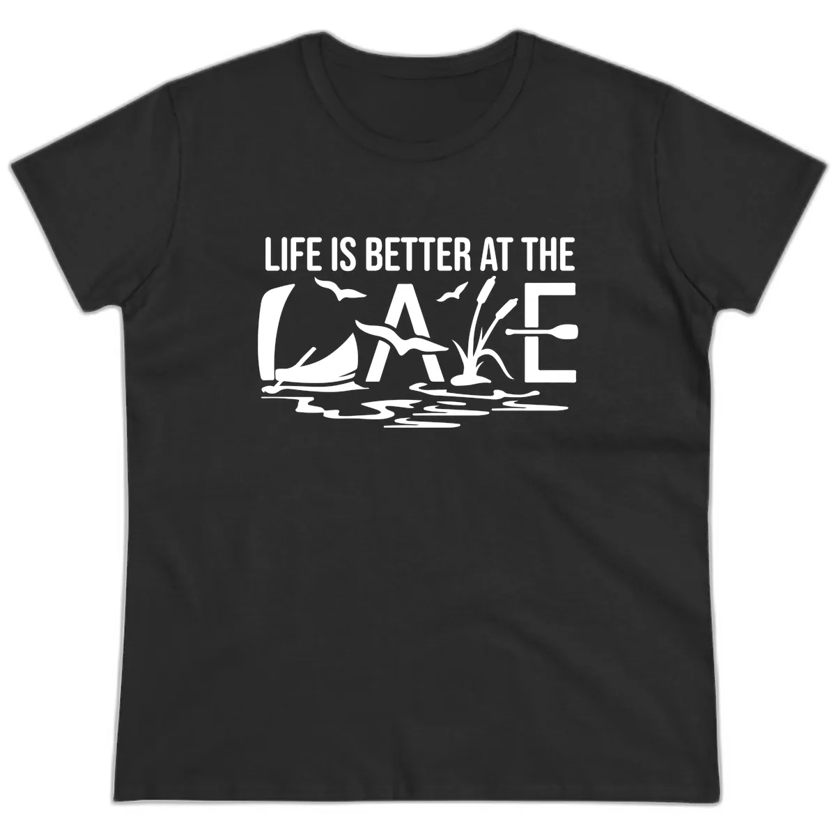 Life Is Better At The Lake Ladies Tee in Black