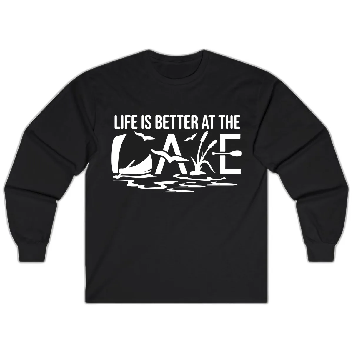 Life Is Better At The Lake Long Sleeve in Black