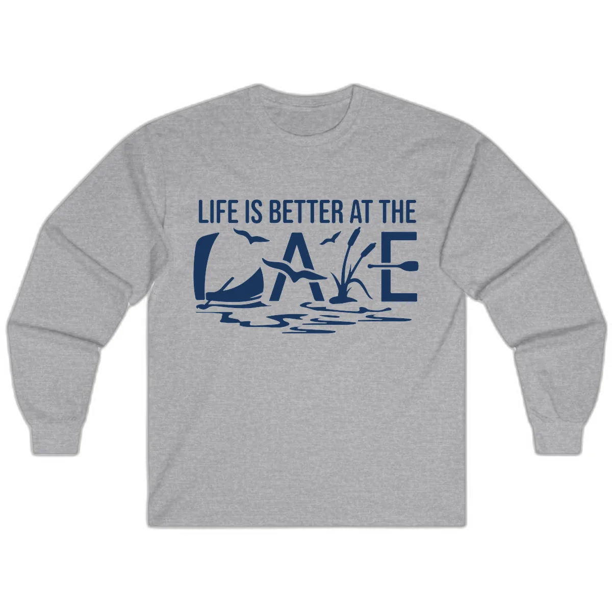 Life Is Better At The Lake Long Sleeve in Sport Grey