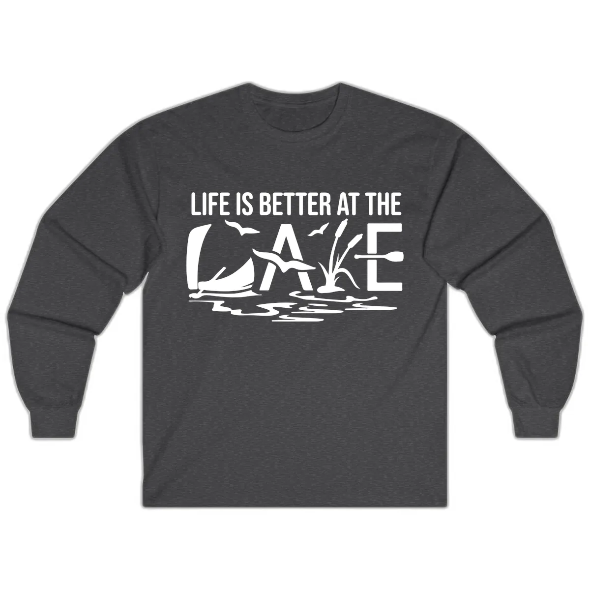 Life Is Better At The Lake Long Sleeve in Dark Heather