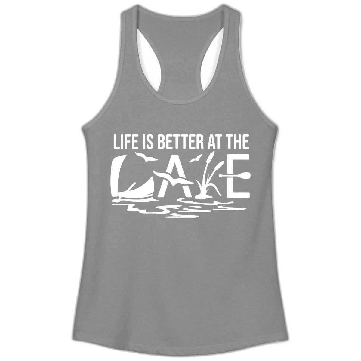 Life Is Better At The Lake Ladies Tank in Heather Grey