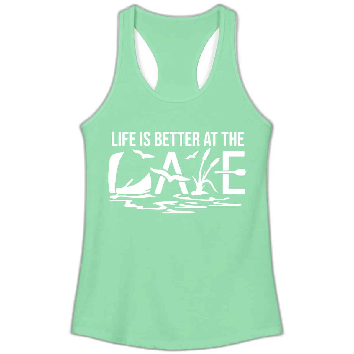 Life Is Better At The Lake Ladies Tank in Solid Mint