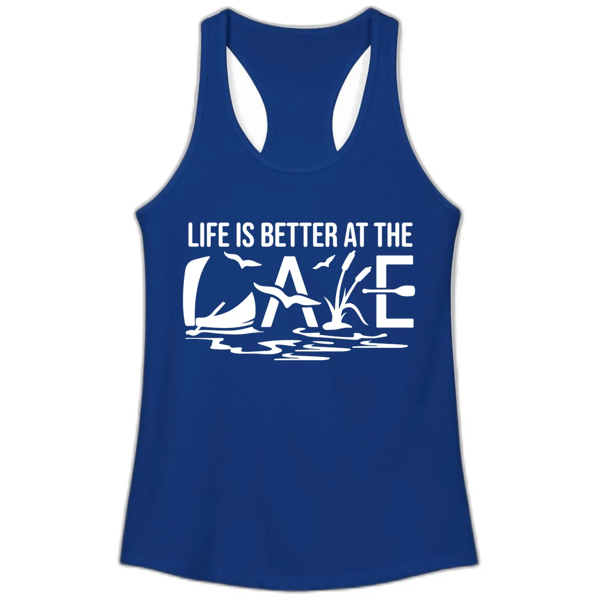 Life Is Better At The Lake Ladies Tank in Solid Royal