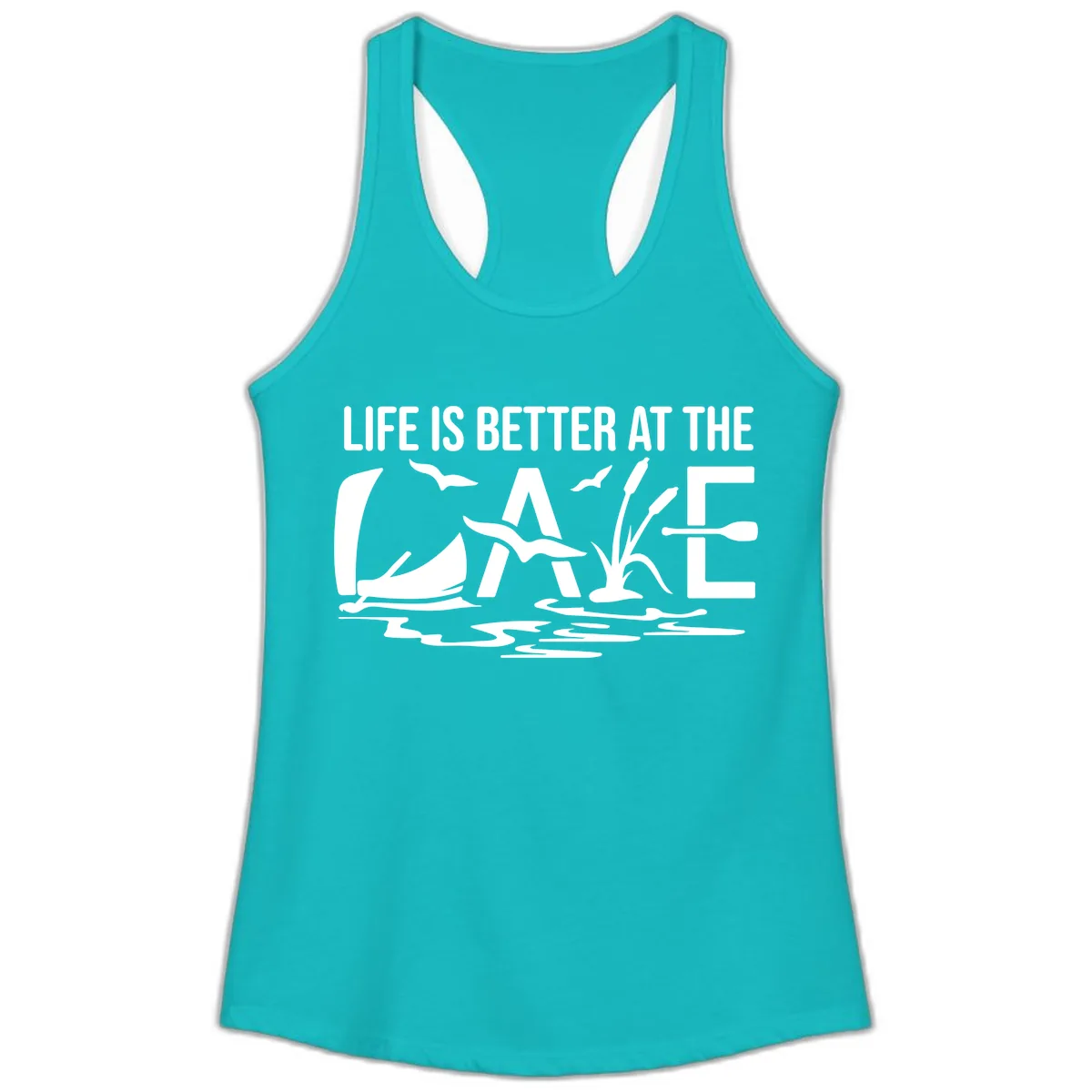 Life Is Better At The Lake Ladies Tank in Tahiti Blue