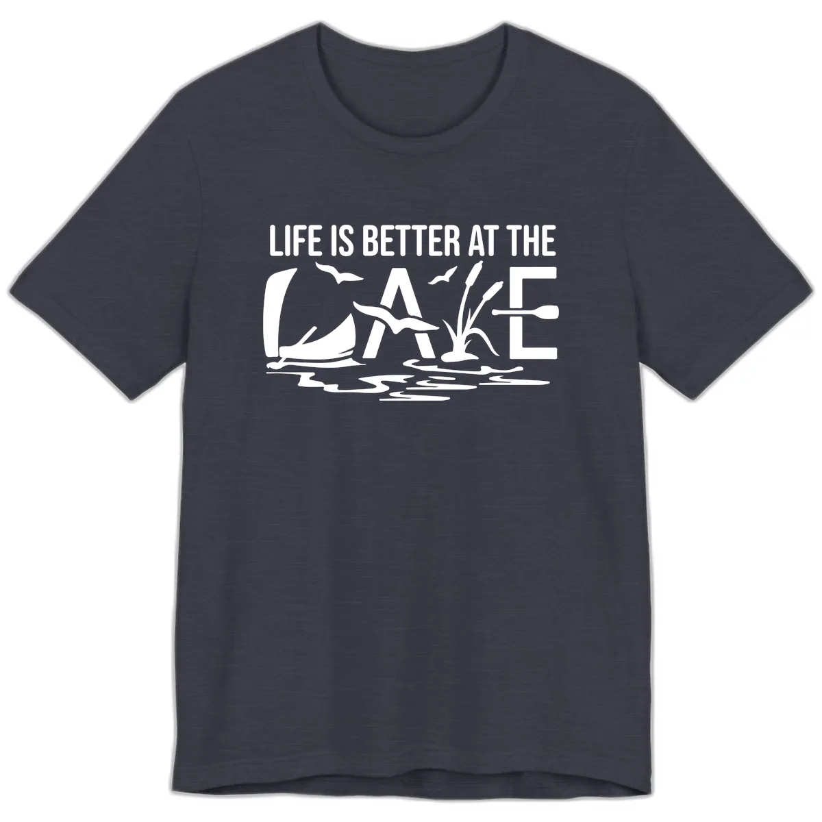 Life Is Better At The Lake Premium T-Shirt in Heather Midnight Navy
