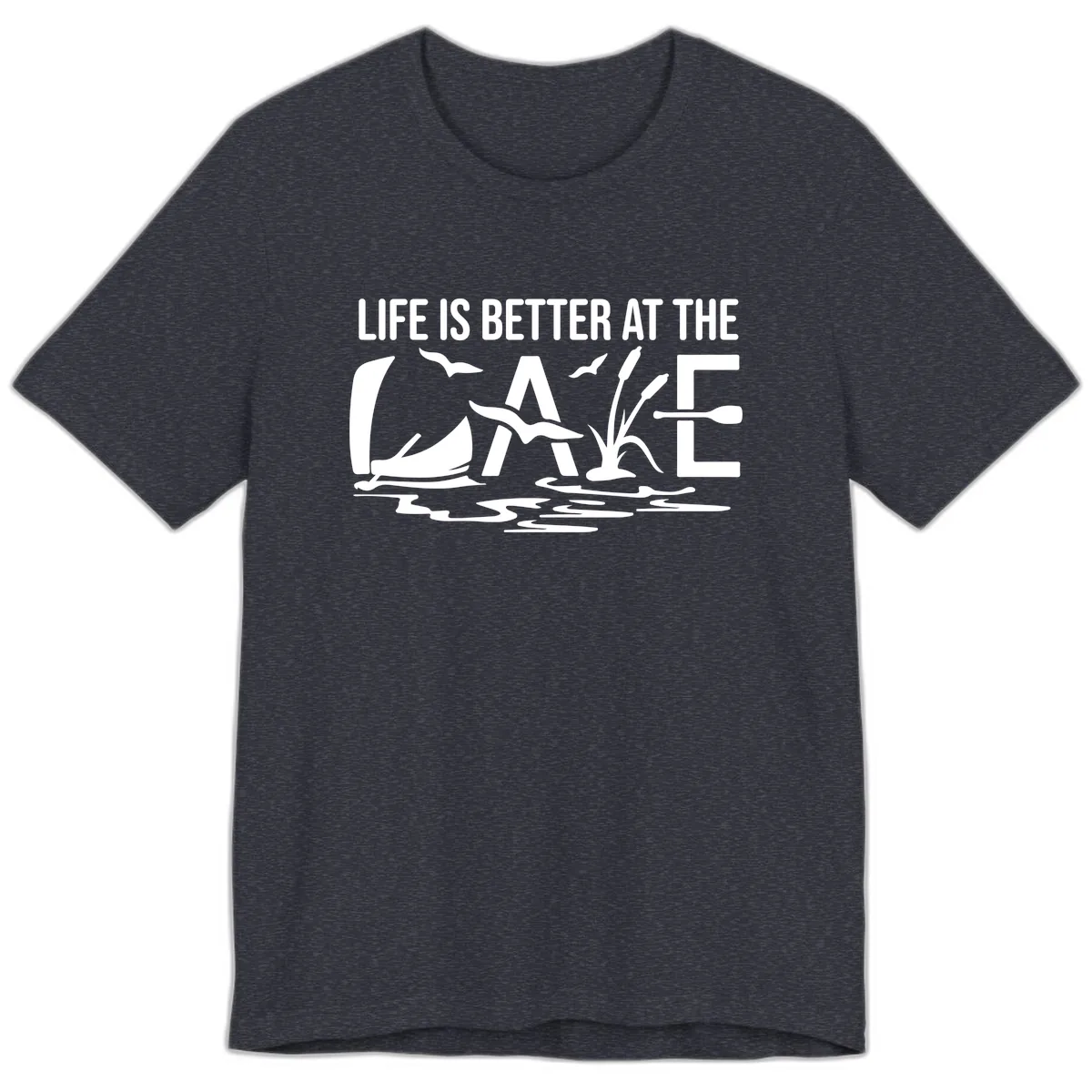 Life Is Better At The Lake Premium T-Shirt in Heather Navy