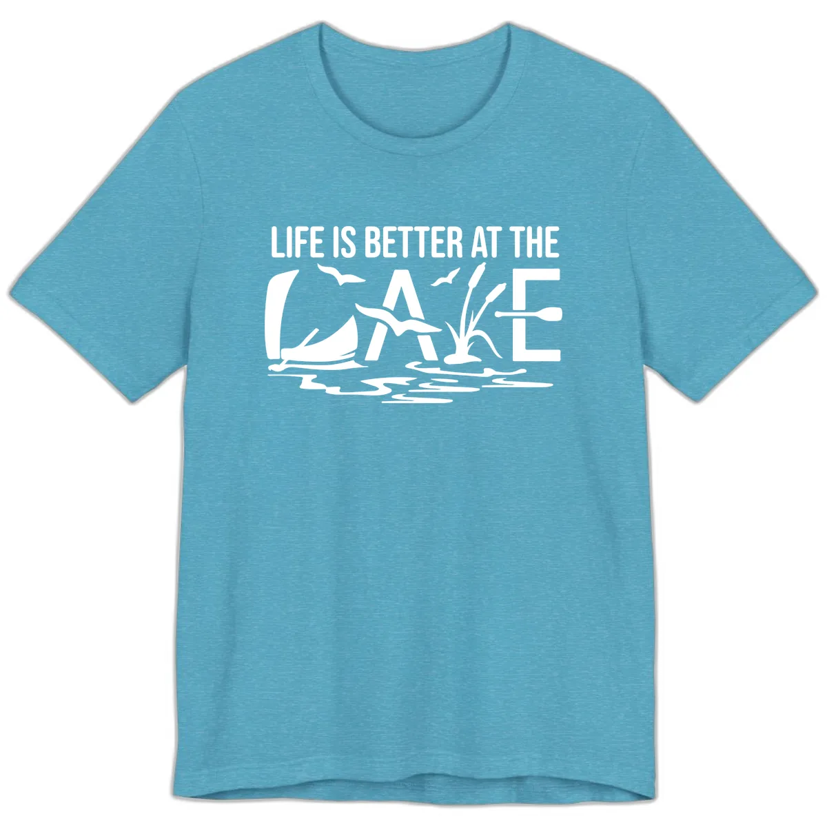 Life Is Better At The Lake Premium T-Shirt in Heather Aqua