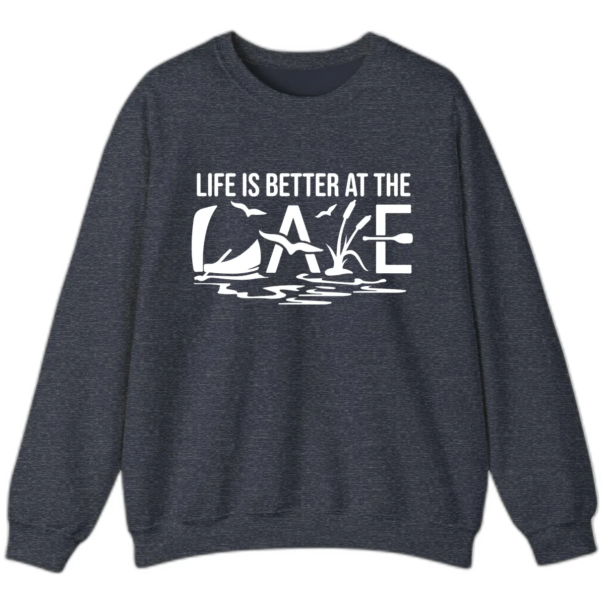 Life Is Better At The Lake Sweatshirt in Heather Sport Dark Navy