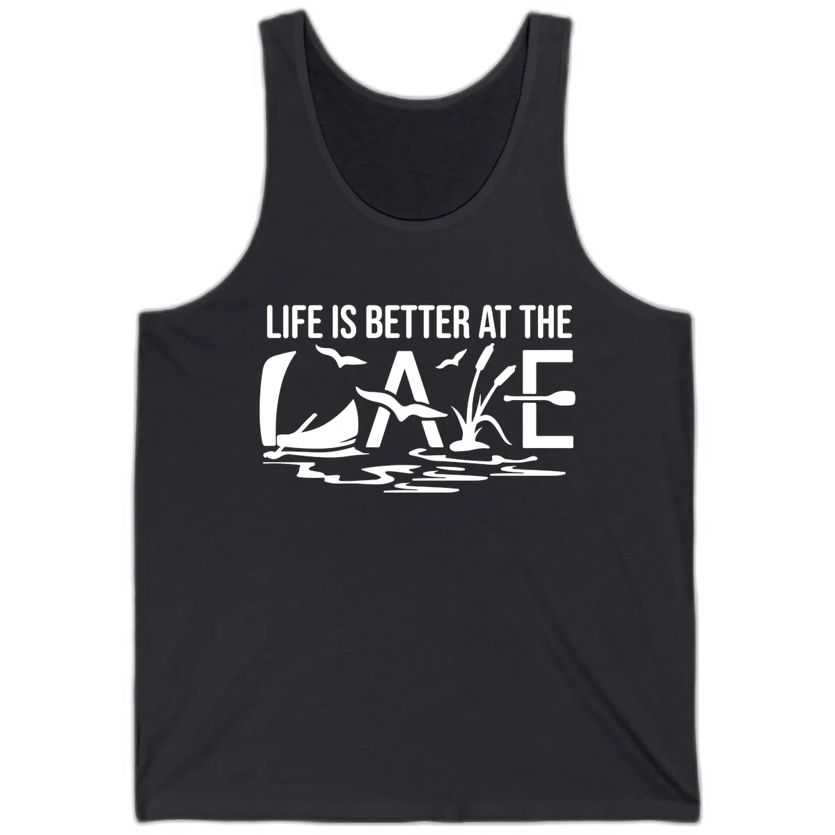 Life Is Better At The Lake Tank in Dark Grey