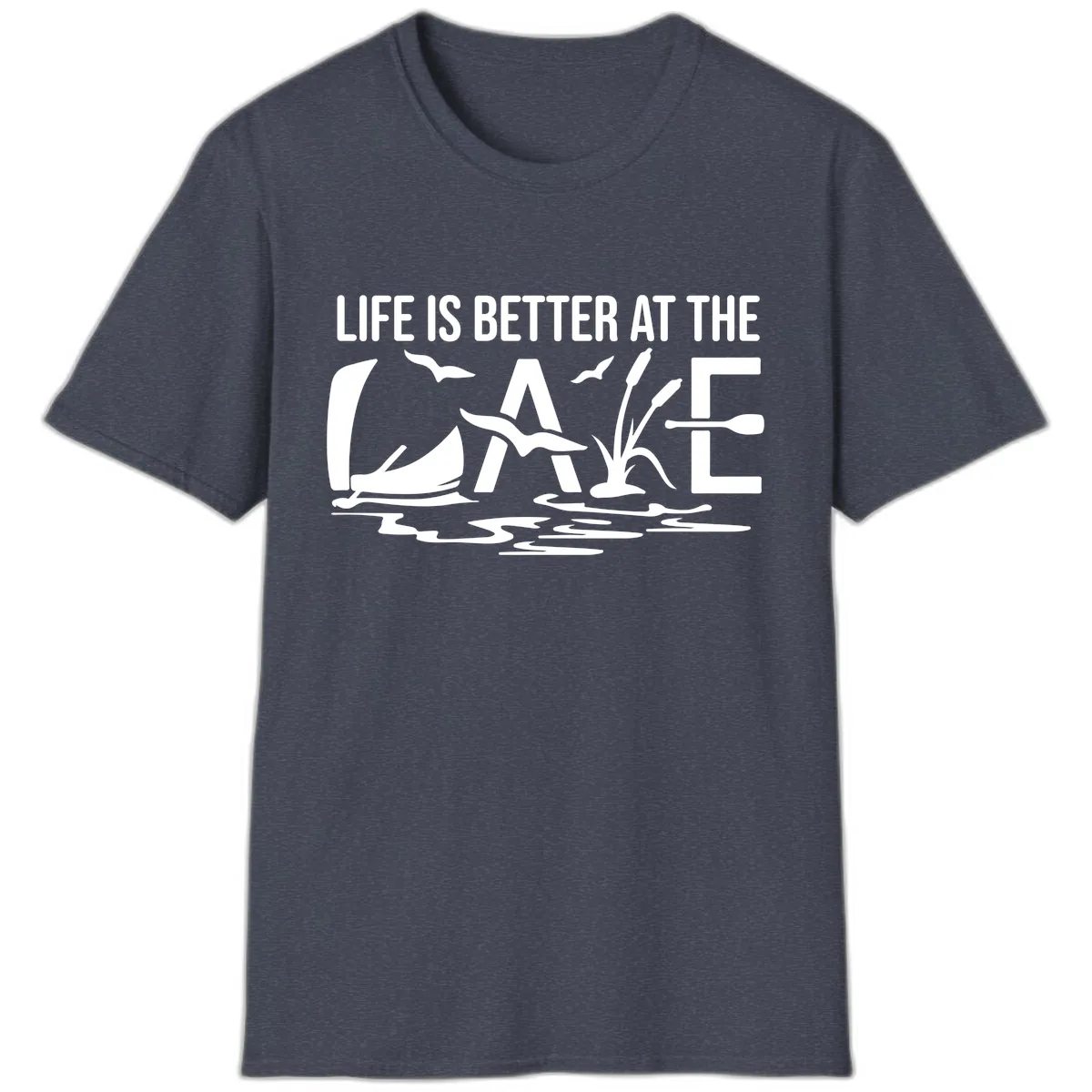 Life Is Better At The Lake T-Shirt in Heather Navy