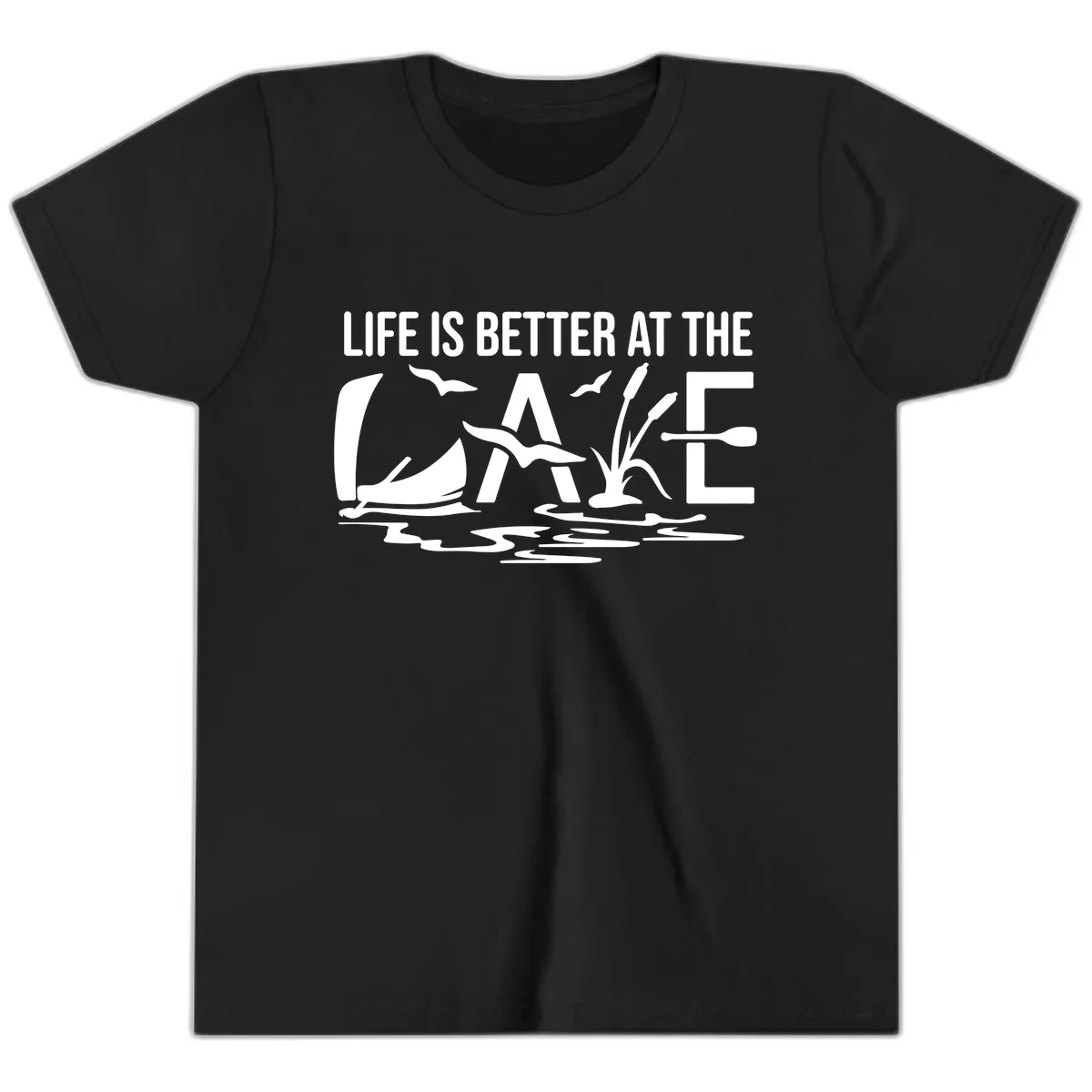 Life Is Better At The Lake Youth T-Shirt in Black