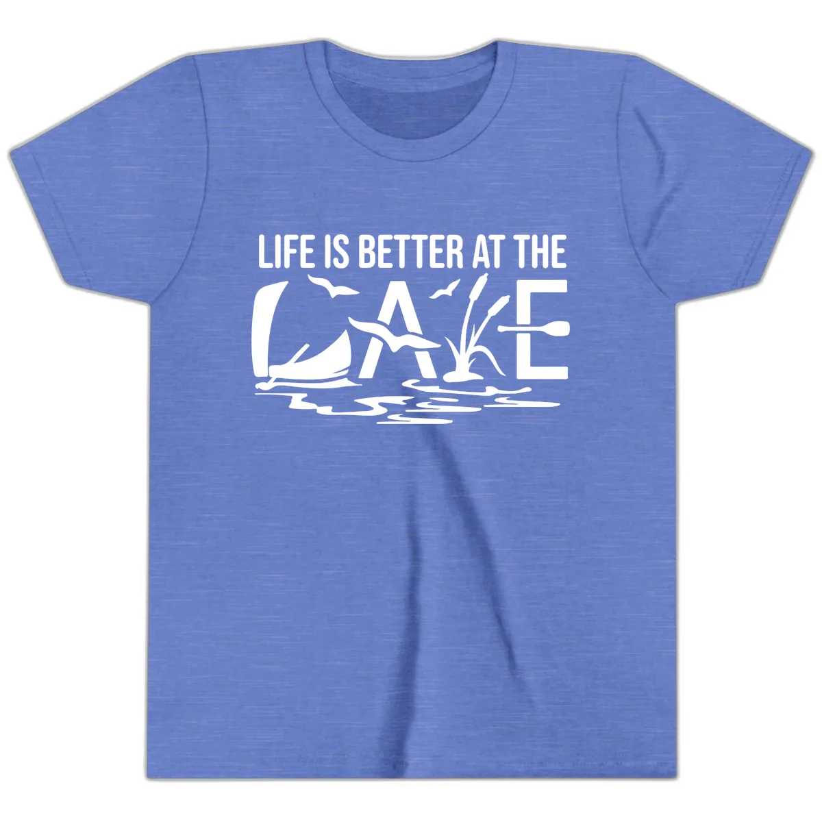 Life Is Better At The Lake Youth T-Shirt in Heather Columbia Blue