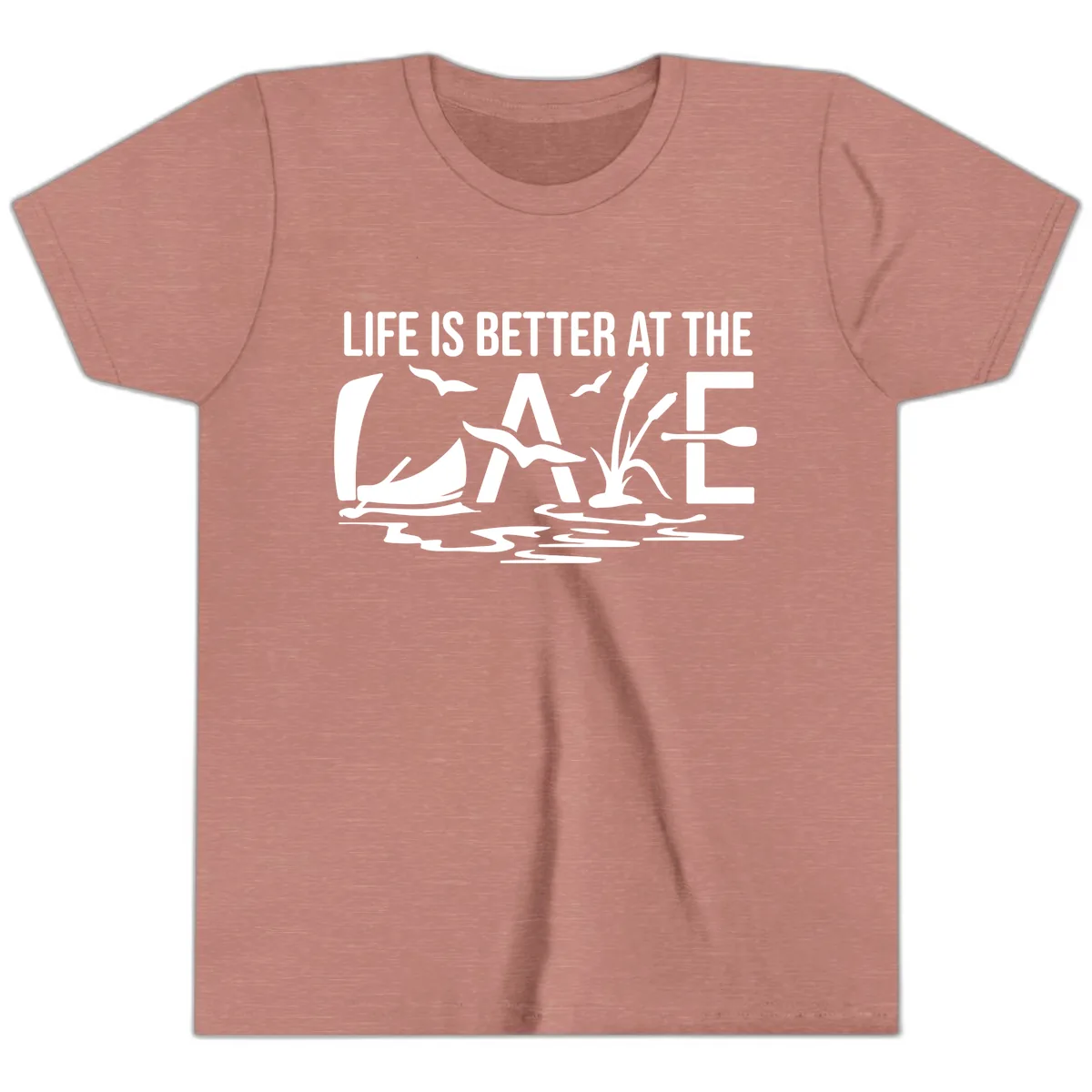 Life Is Better At The Lake Youth T-Shirt in Heather Mauve