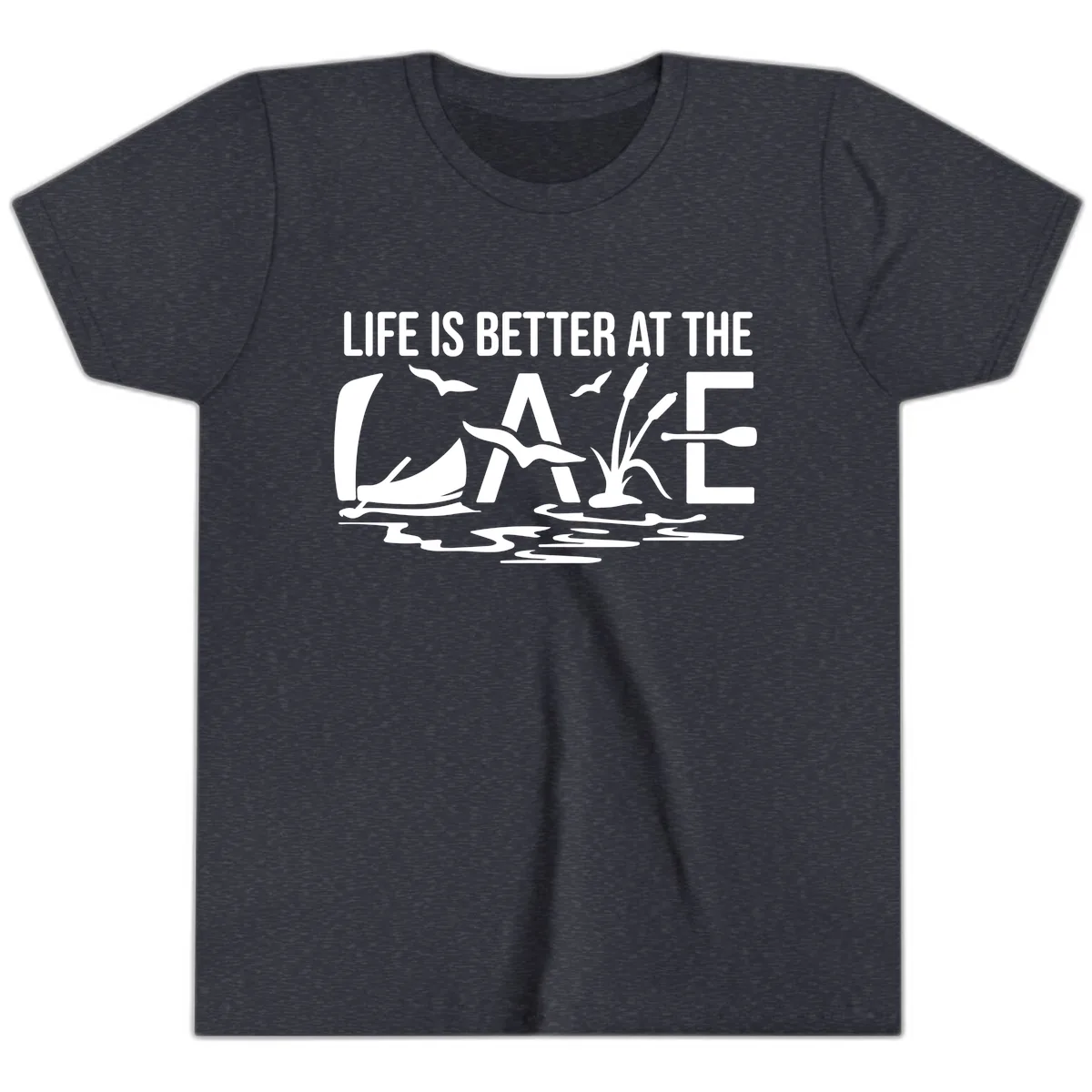 Life Is Better At The Lake Youth T-Shirt in Heather Navy