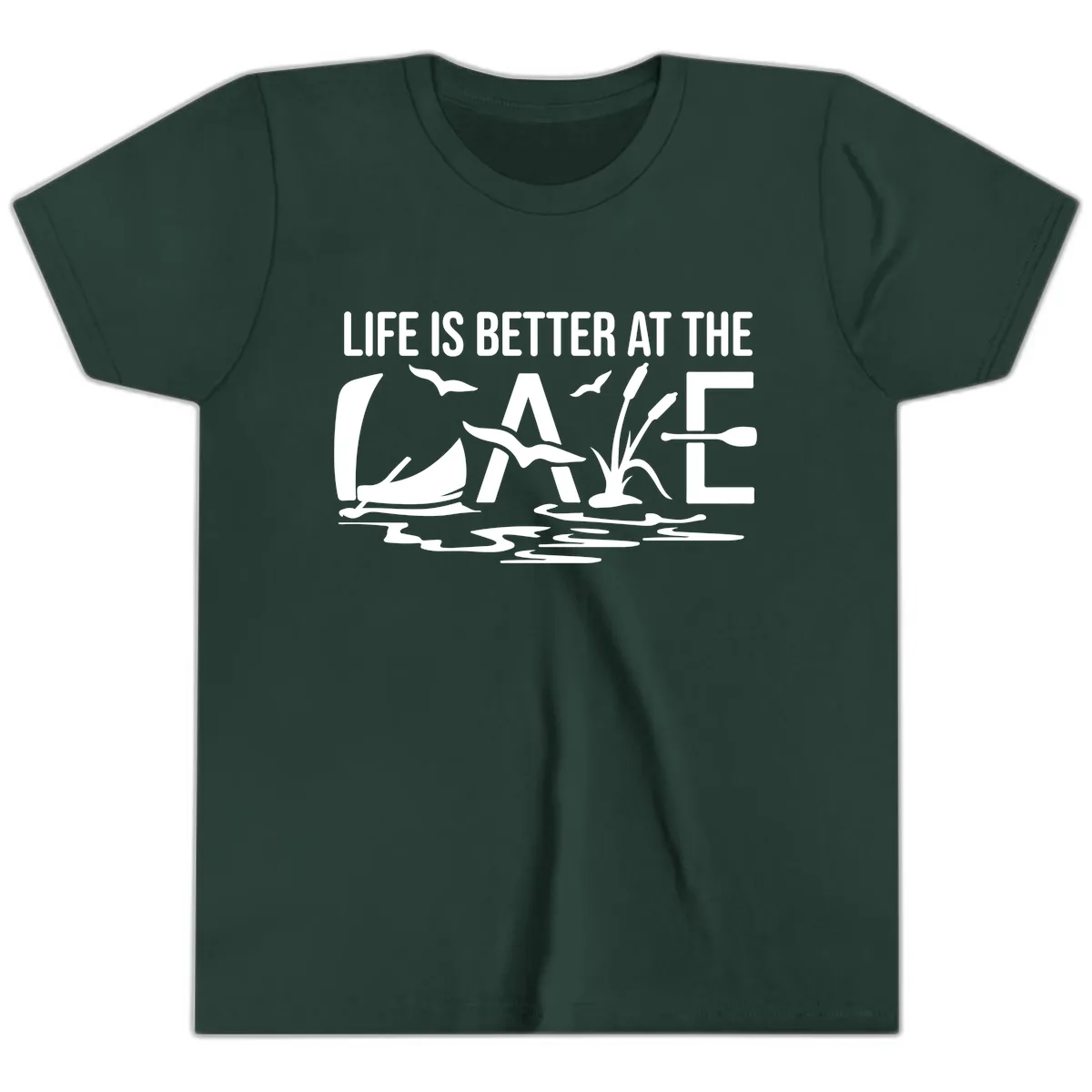 Life Is Better At The Lake Youth T-Shirt in Forest