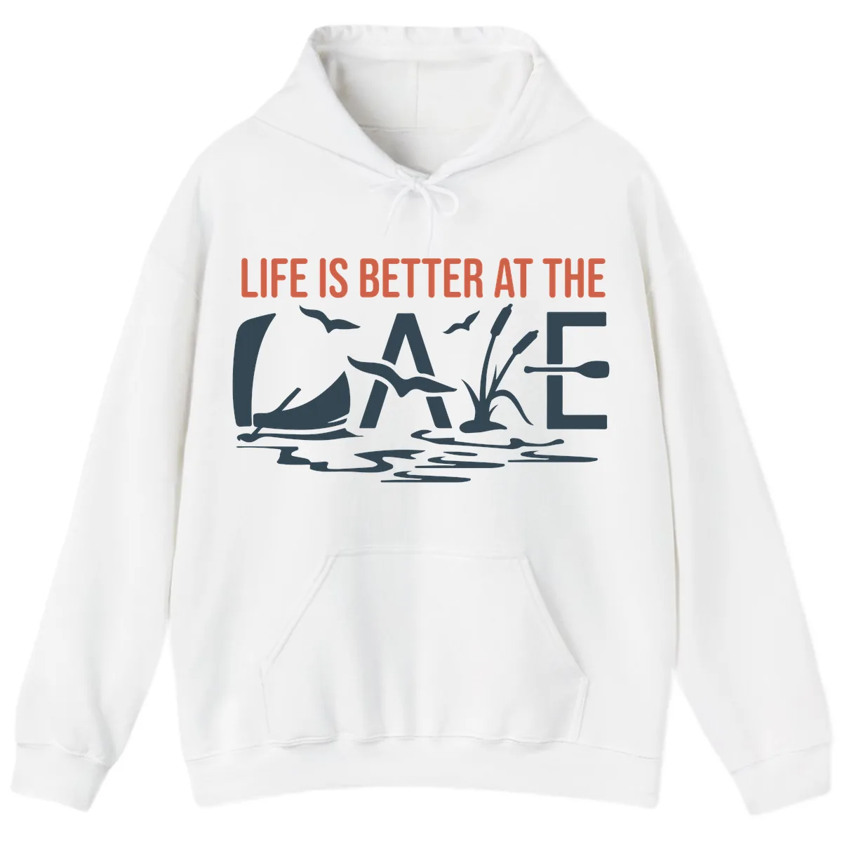 Life Is Better At The Lake Design Hoodie in White