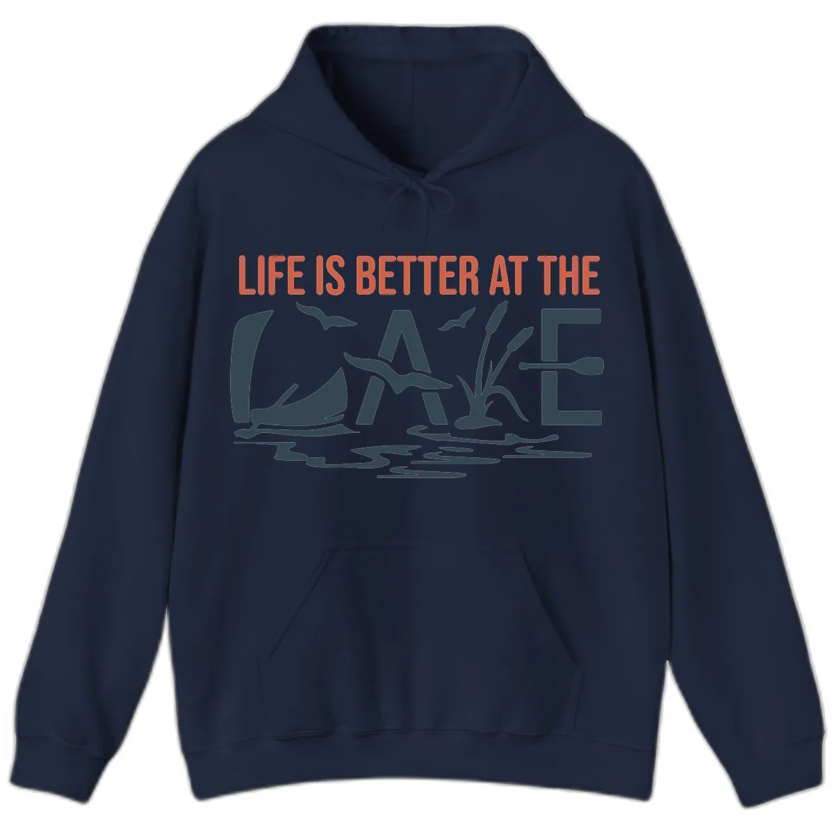 Life Is Better At The Lake Design Hoodie in Navy
