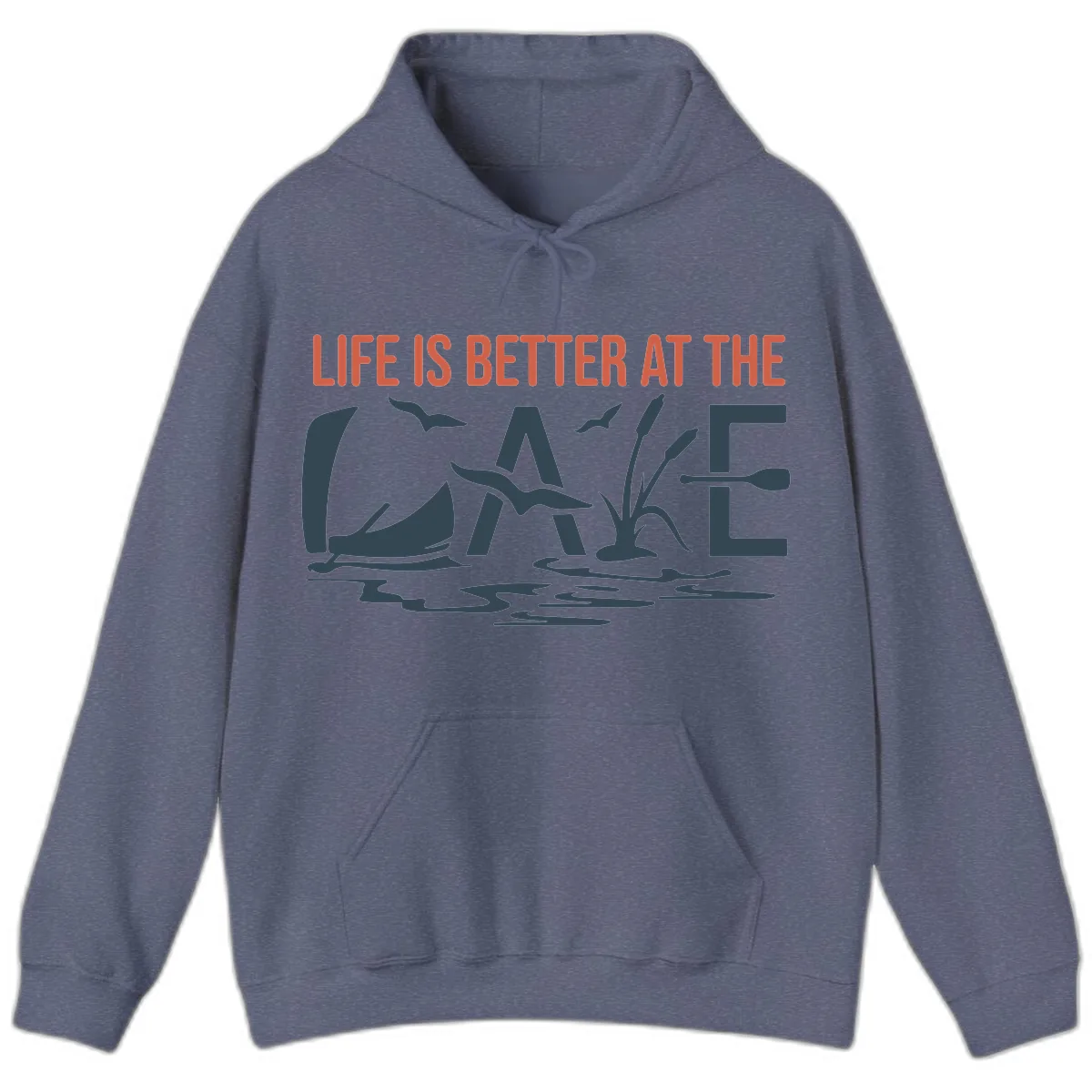 Life Is Better At The Lake Design Hoodie in Heather Navy