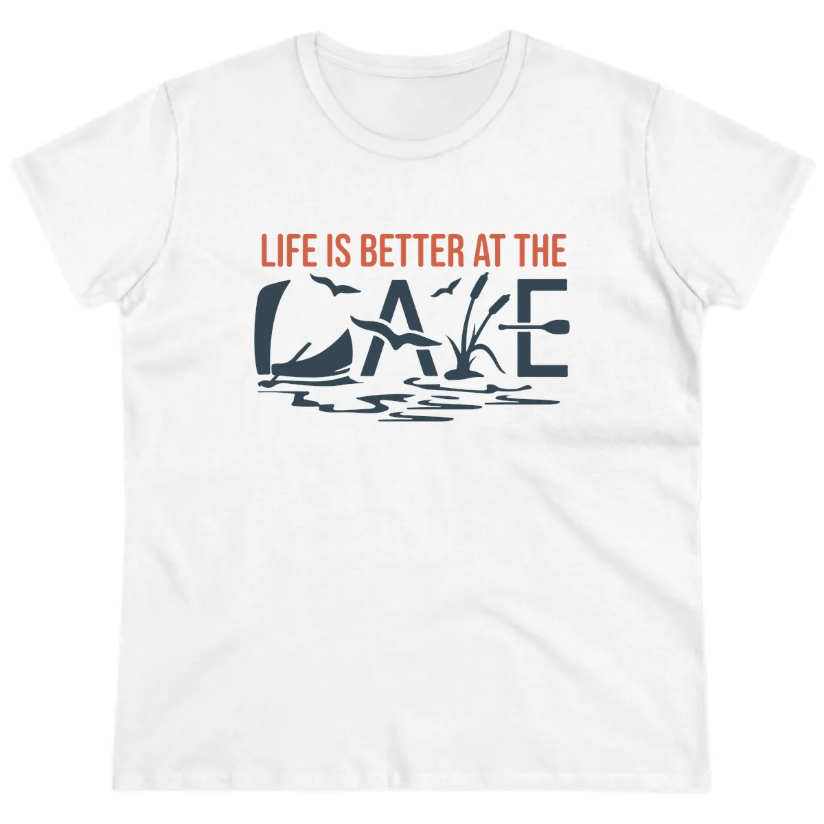 Life Is Better At The Lake Design Ladies Tee in White