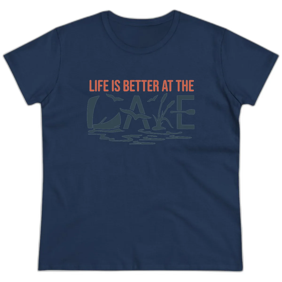 Life Is Better At The Lake Design Ladies Tee in Navy