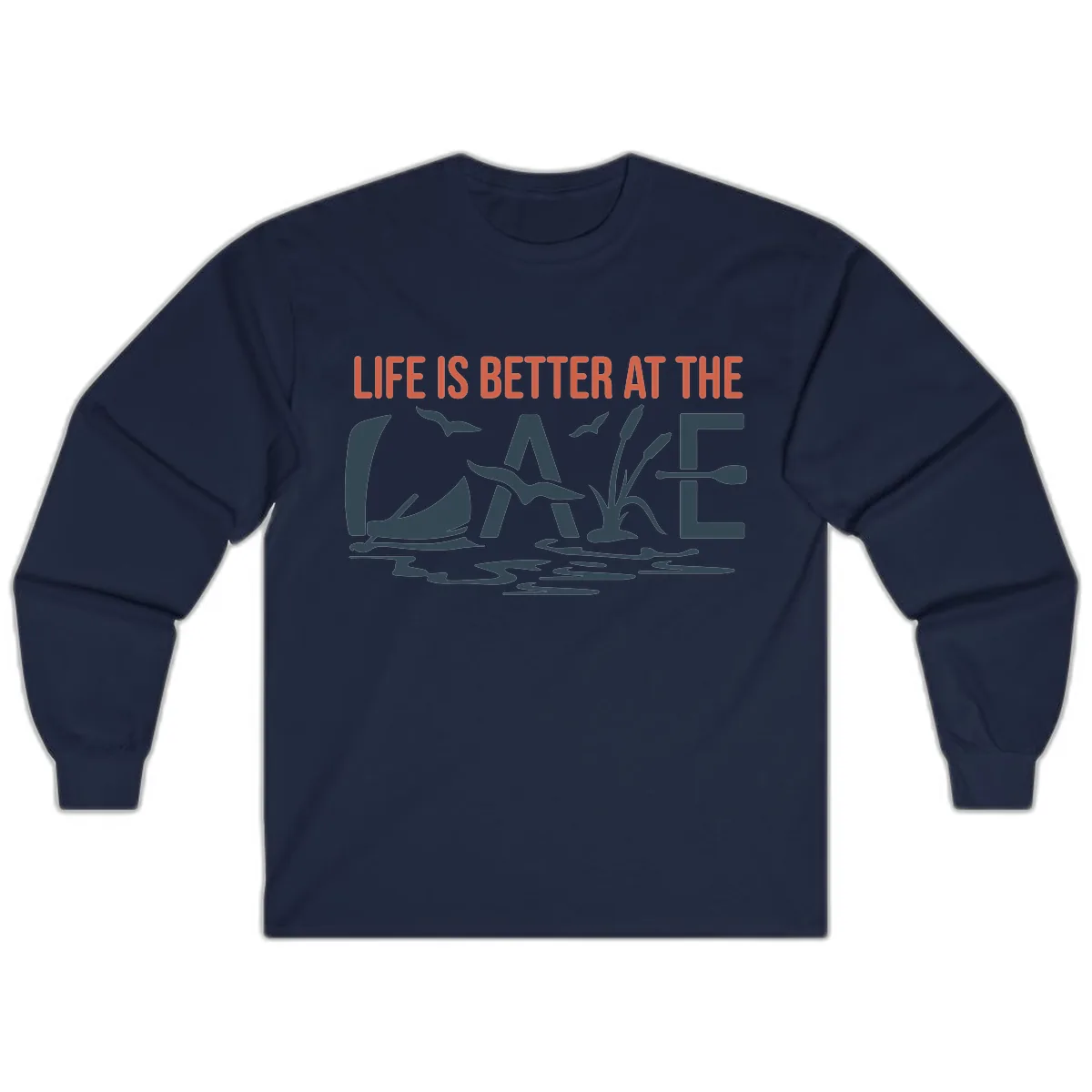 Life Is Better At The Lake Design Long Sleeve in Navy