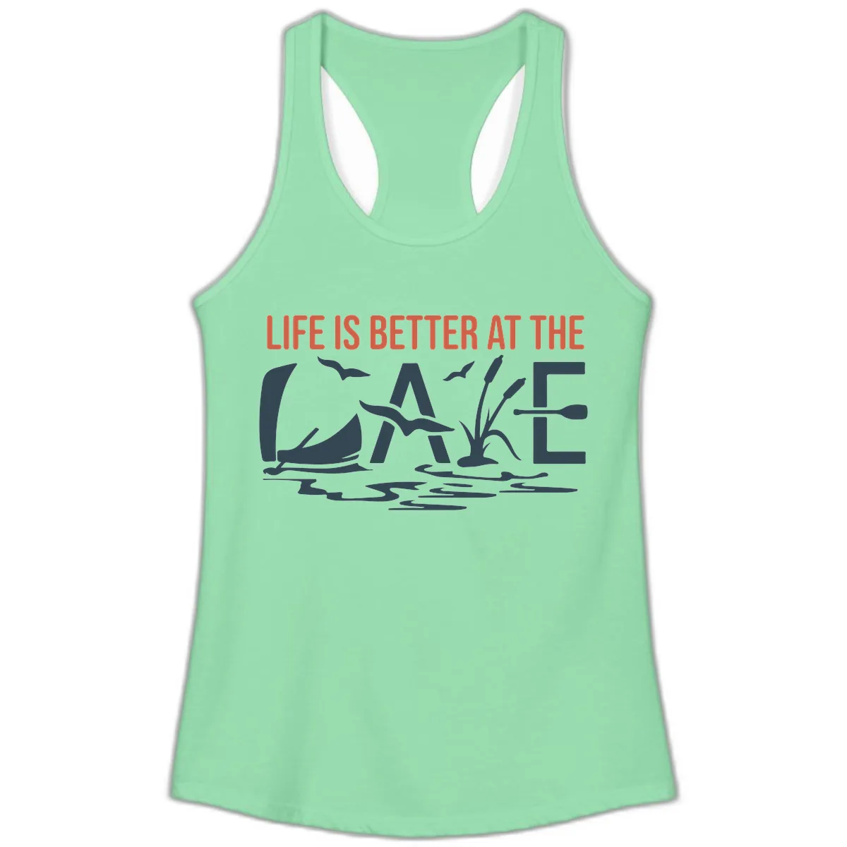 Life Is Better At The Lake Design Ladies Tank in Solid Mint