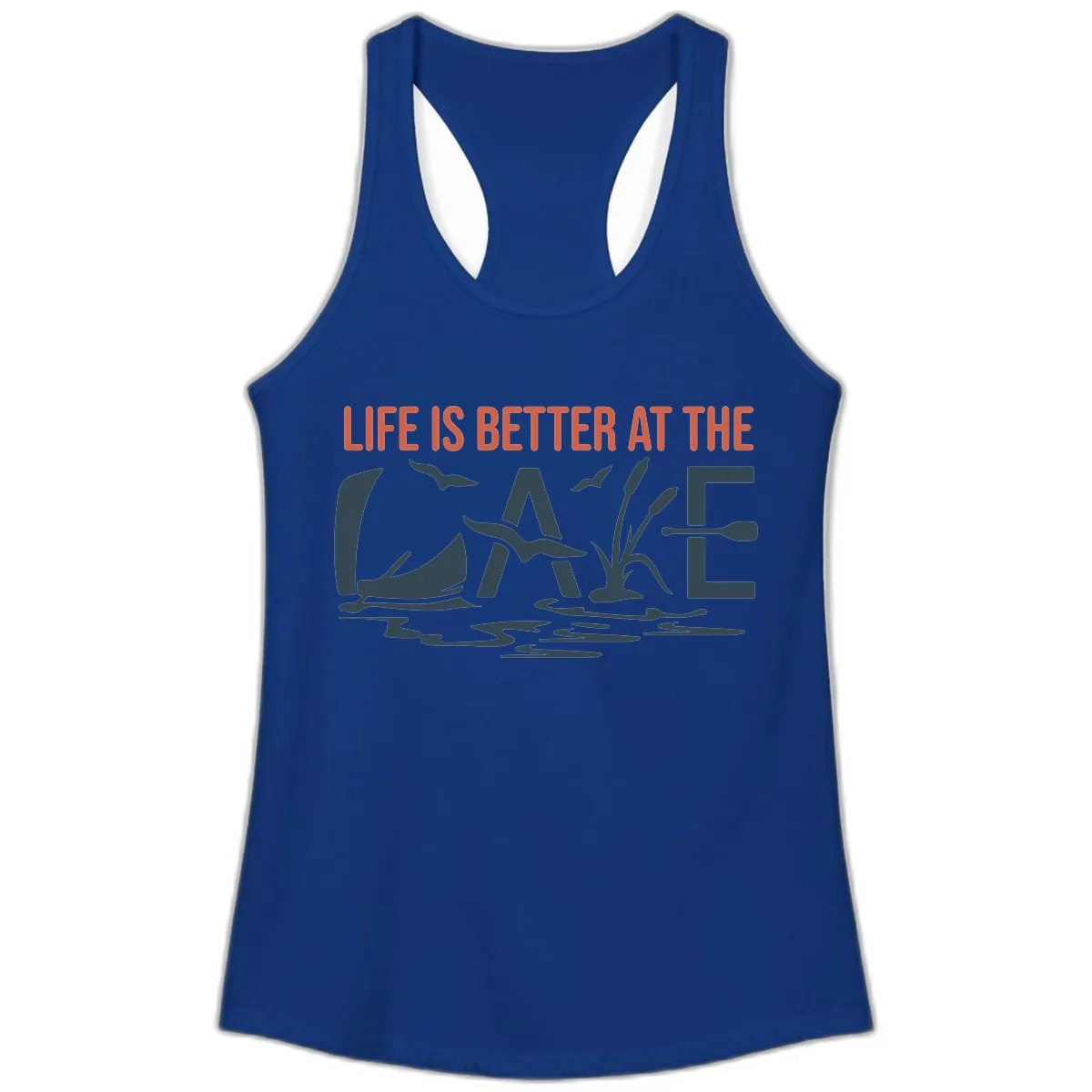 Life Is Better At The Lake Design Ladies Tank in Solid Royal