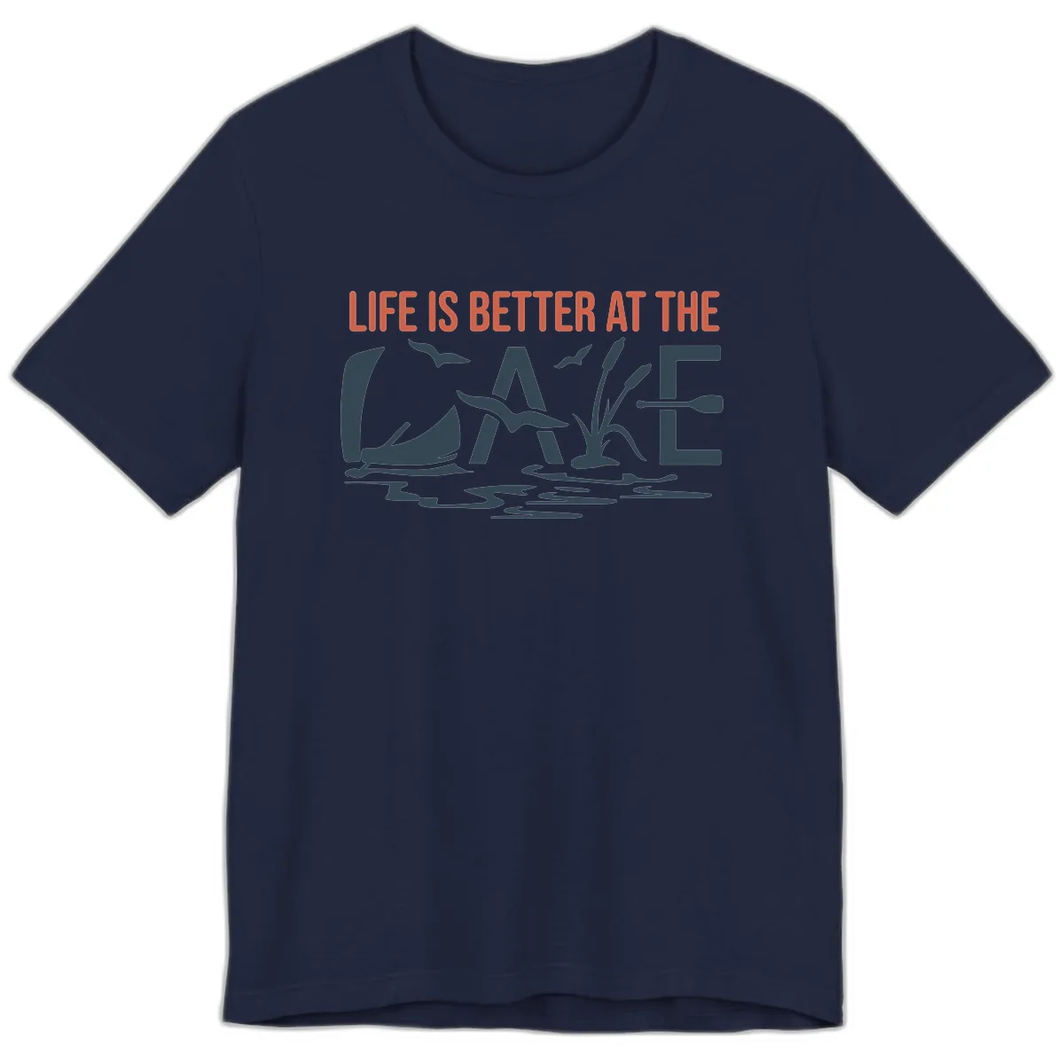 Life Is Better At The Lake Design Premium T-Shirt in Navy