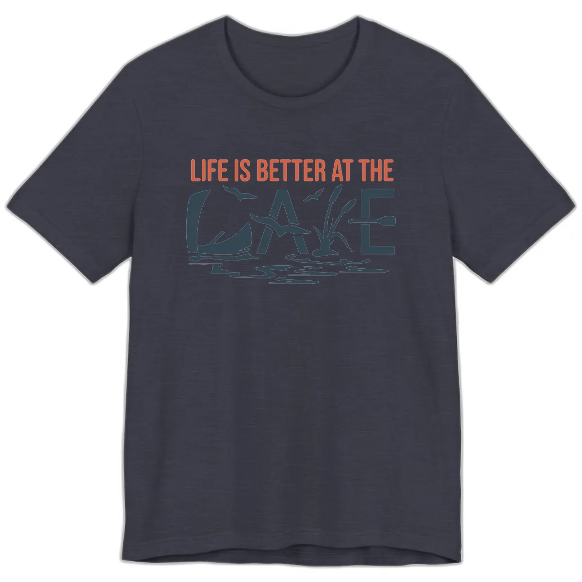Life Is Better At The Lake Design Premium T-Shirt in Heather Midnight Navy
