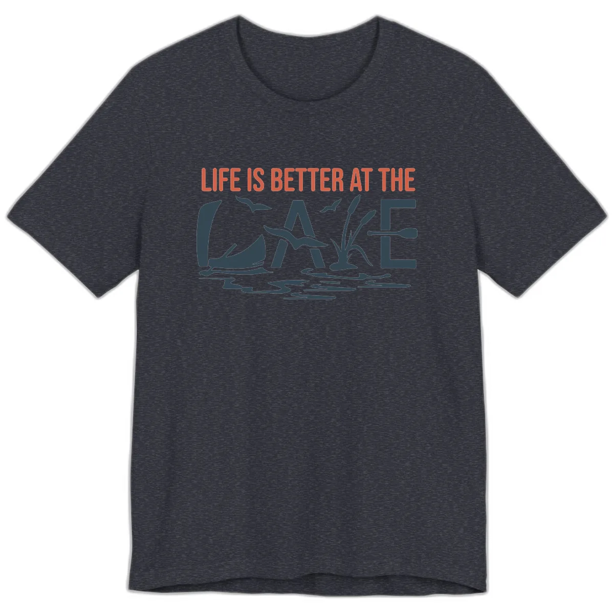 Life Is Better At The Lake Design Premium T-Shirt in Heather Navy